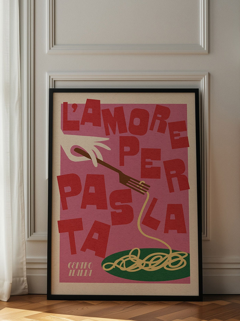 We Are Proper Good pink pasta love art print (British brand)