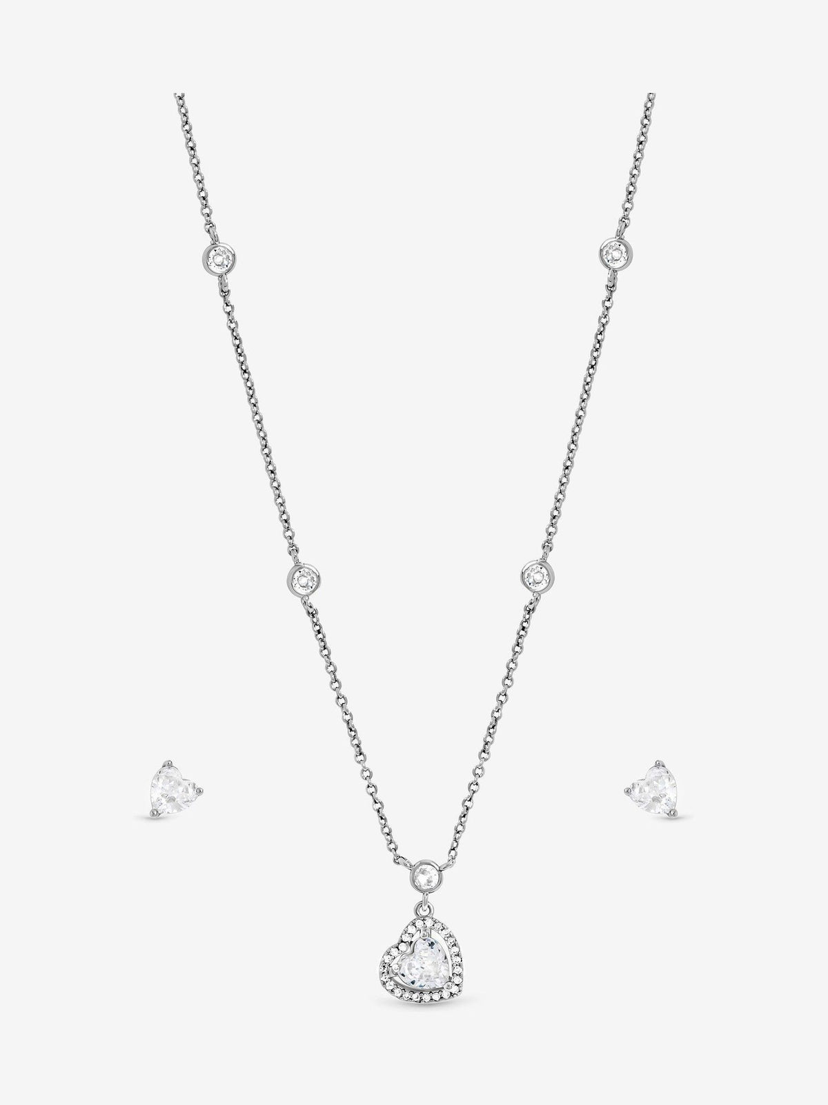 Jon Richard Silver Cubic Zirconia Heart Drop Set Gift Box