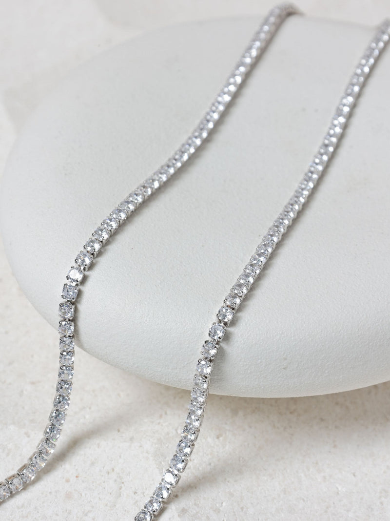 Jon Richard silver tone cubic zirconia tennis necklace 406.4mm, UK version