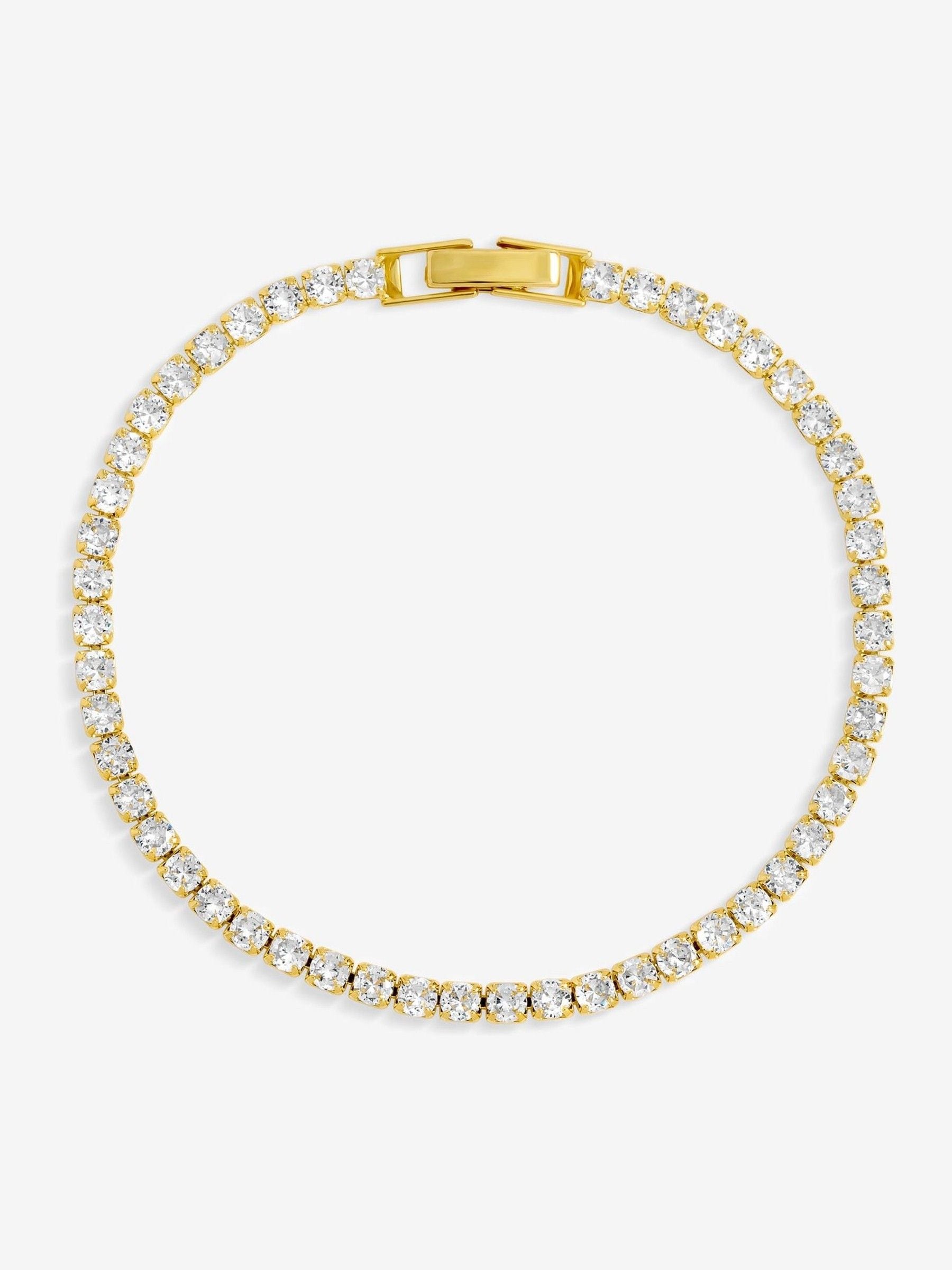 Jon Richard gold tone cubic zirconia round tennis bracelet 190.5mm, UK version