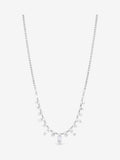 Rhodium Plated Cubic Zirconia Navette Drop Necklace