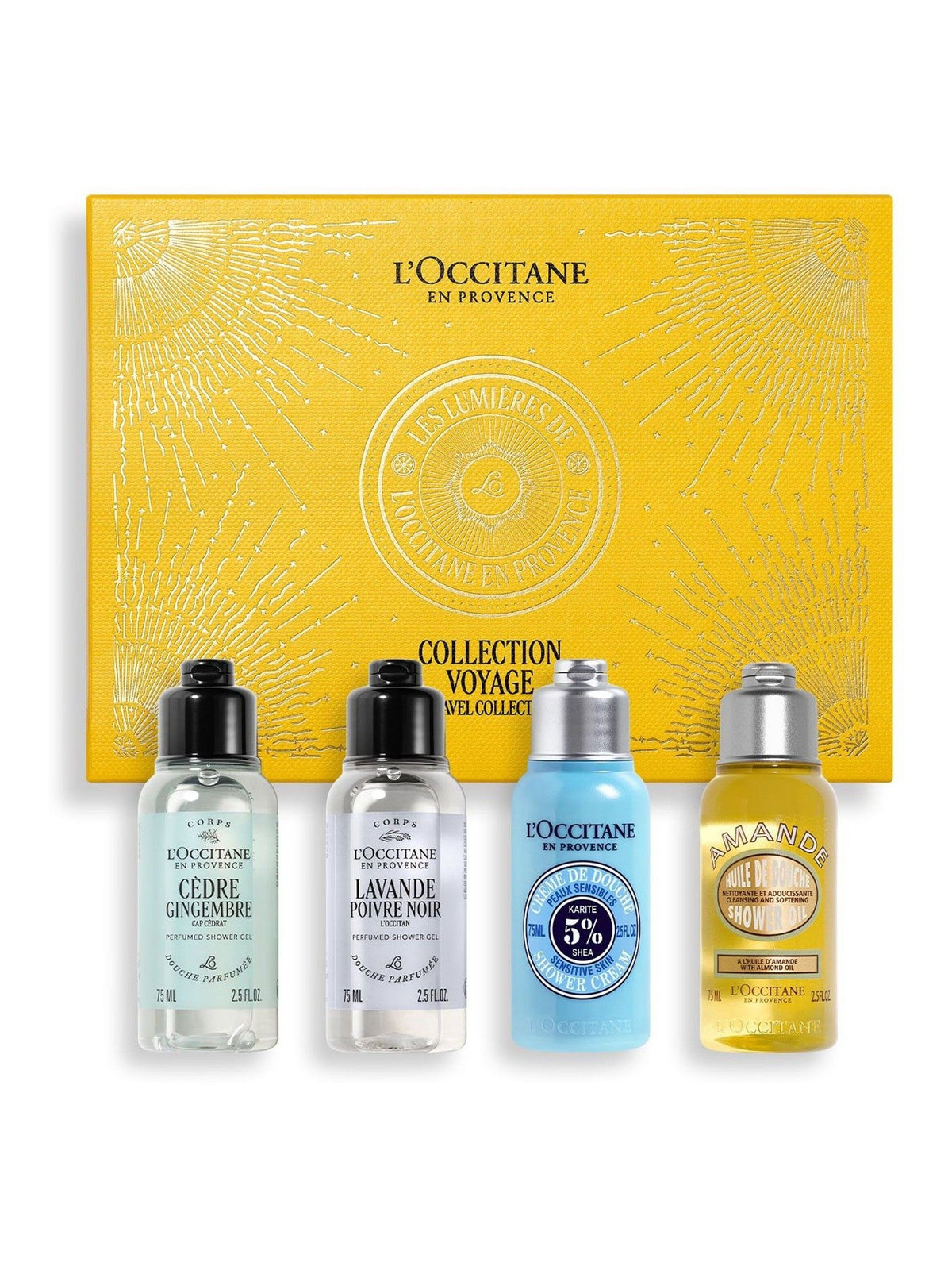 L'Occitane aromatic shower gel collection with 75ml bottles, UK version