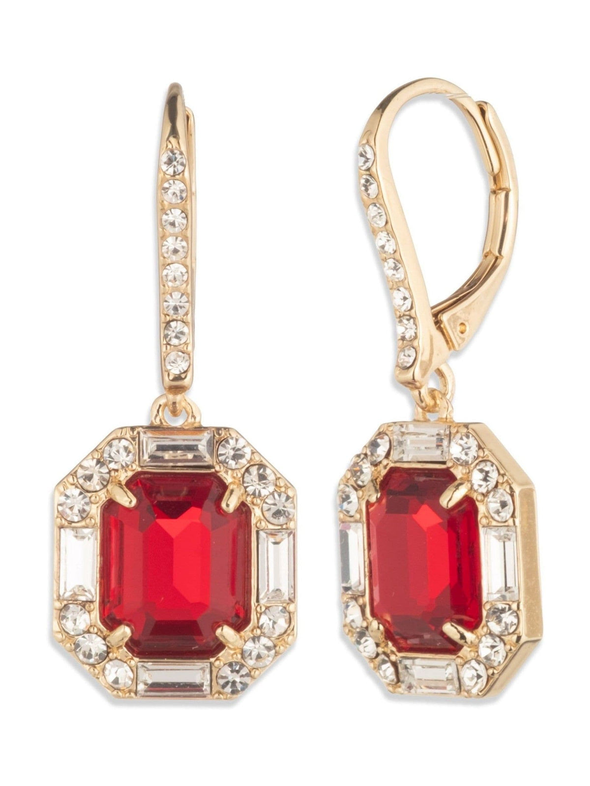 Lauren Ralph Lauren drop earrings with Siam red accents, UK version
