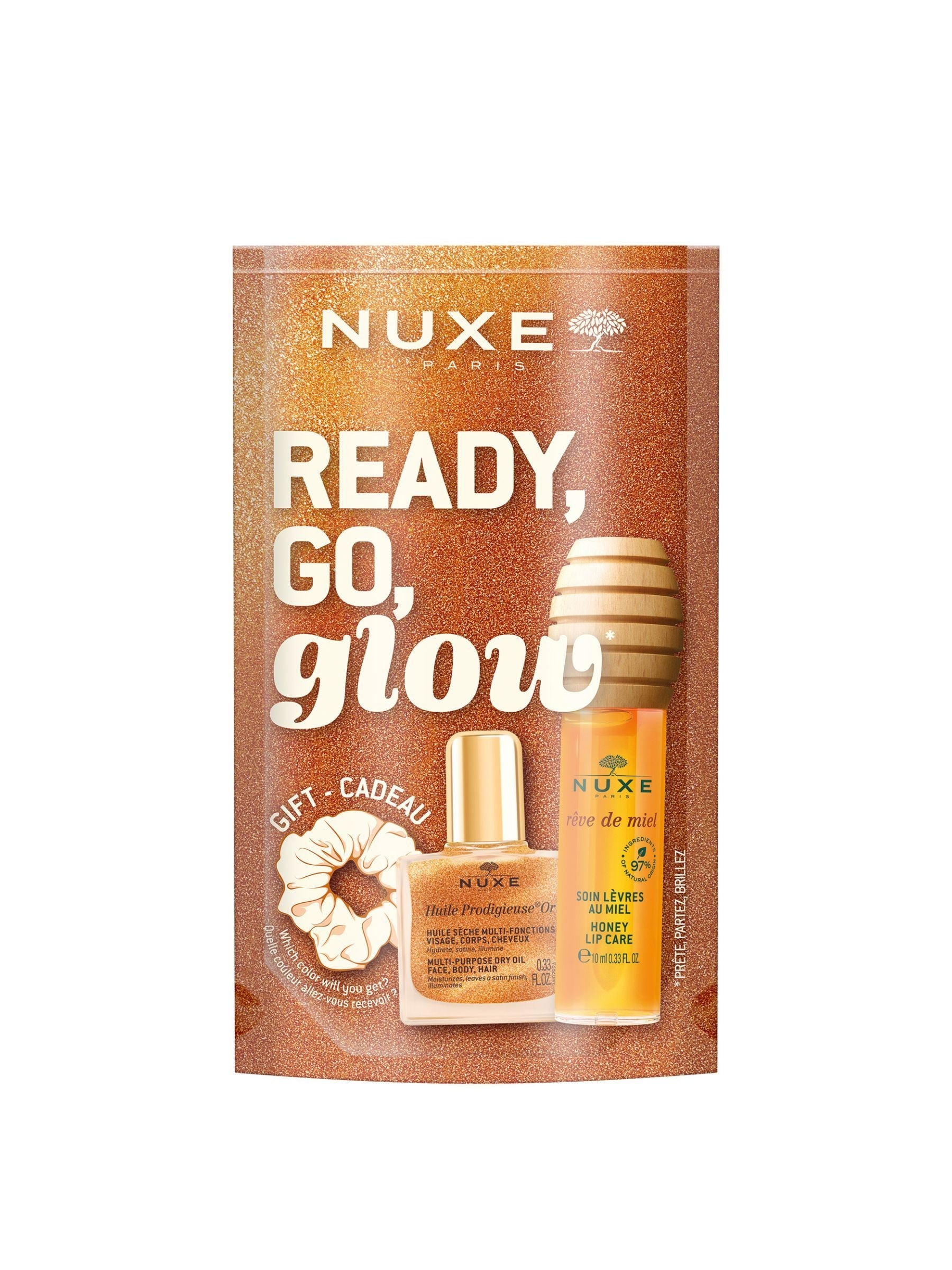 Nuxe Glow On The Go Pack Honey Lip Oil, imported from the UK