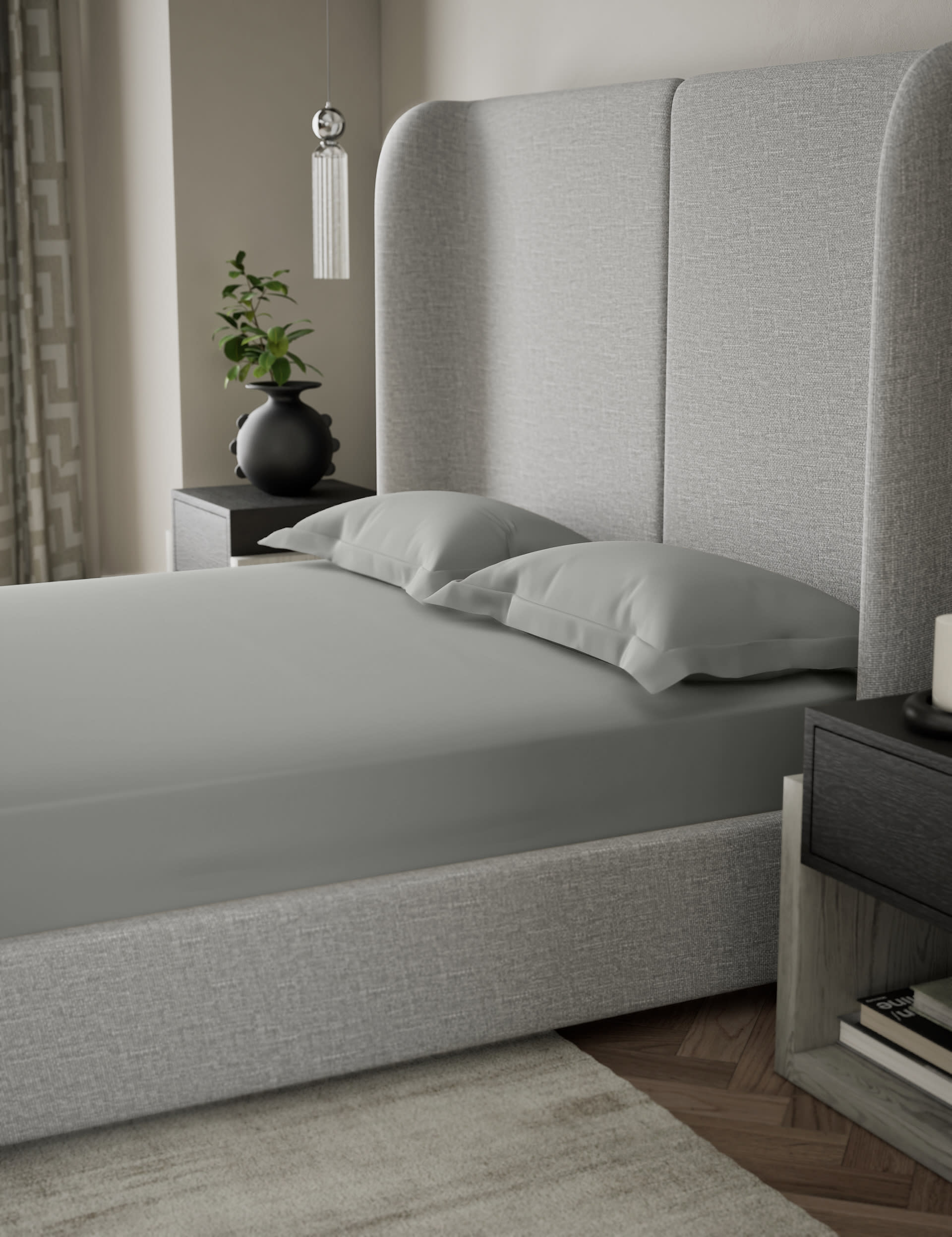 M&S X Kelly Hoppen 500TC cotton sateen deep fitted sheet for 30cm mattresses - British product