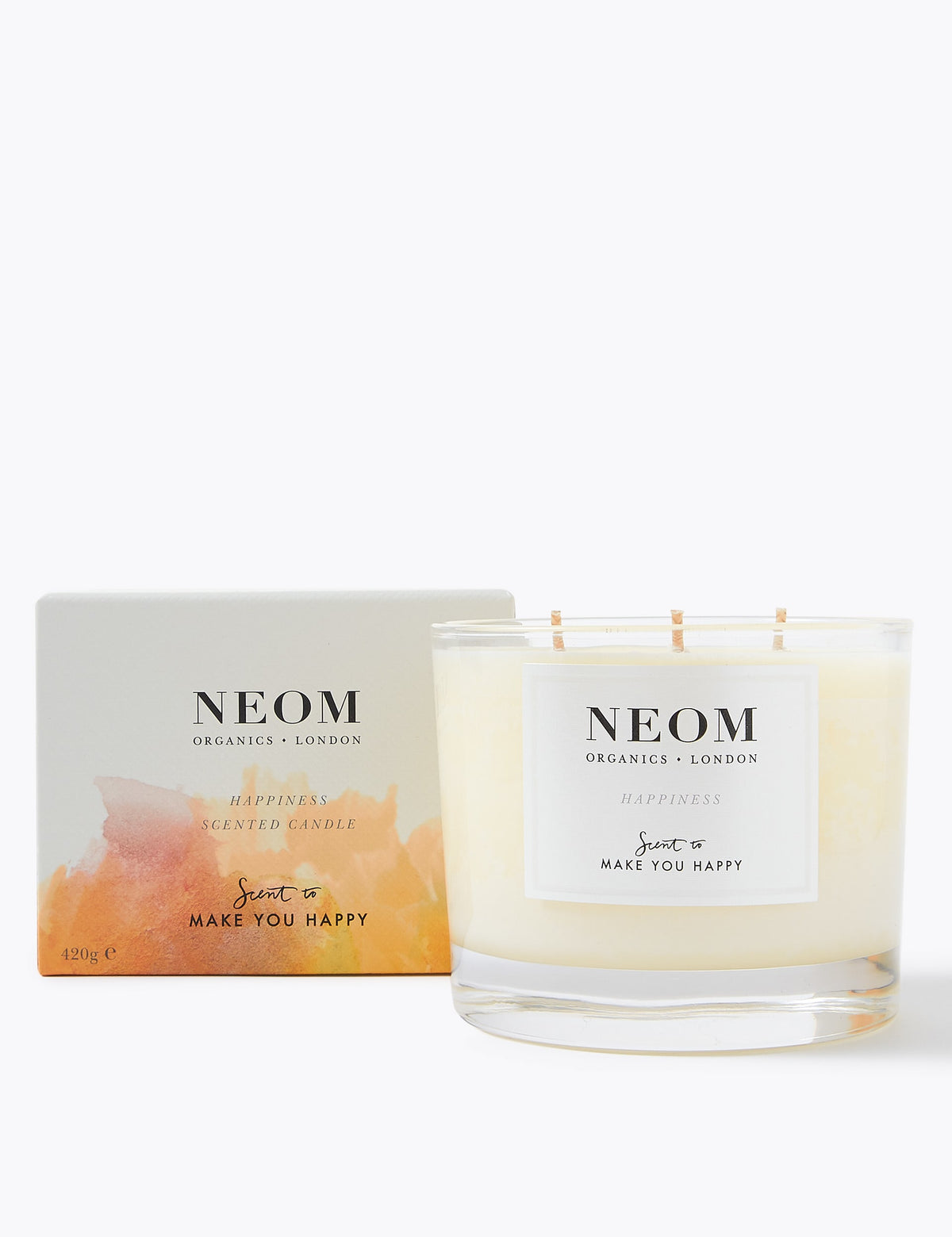 Neom Happiness 3 Wick Scented Candle 420g, UK version