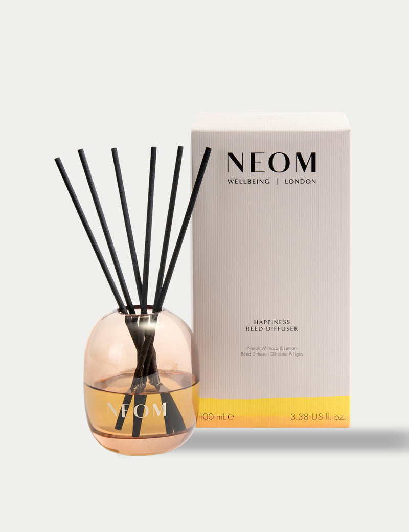 NEOM Happiness reed diffuser with neroli, mimosa, and lemon 100ml, UK version