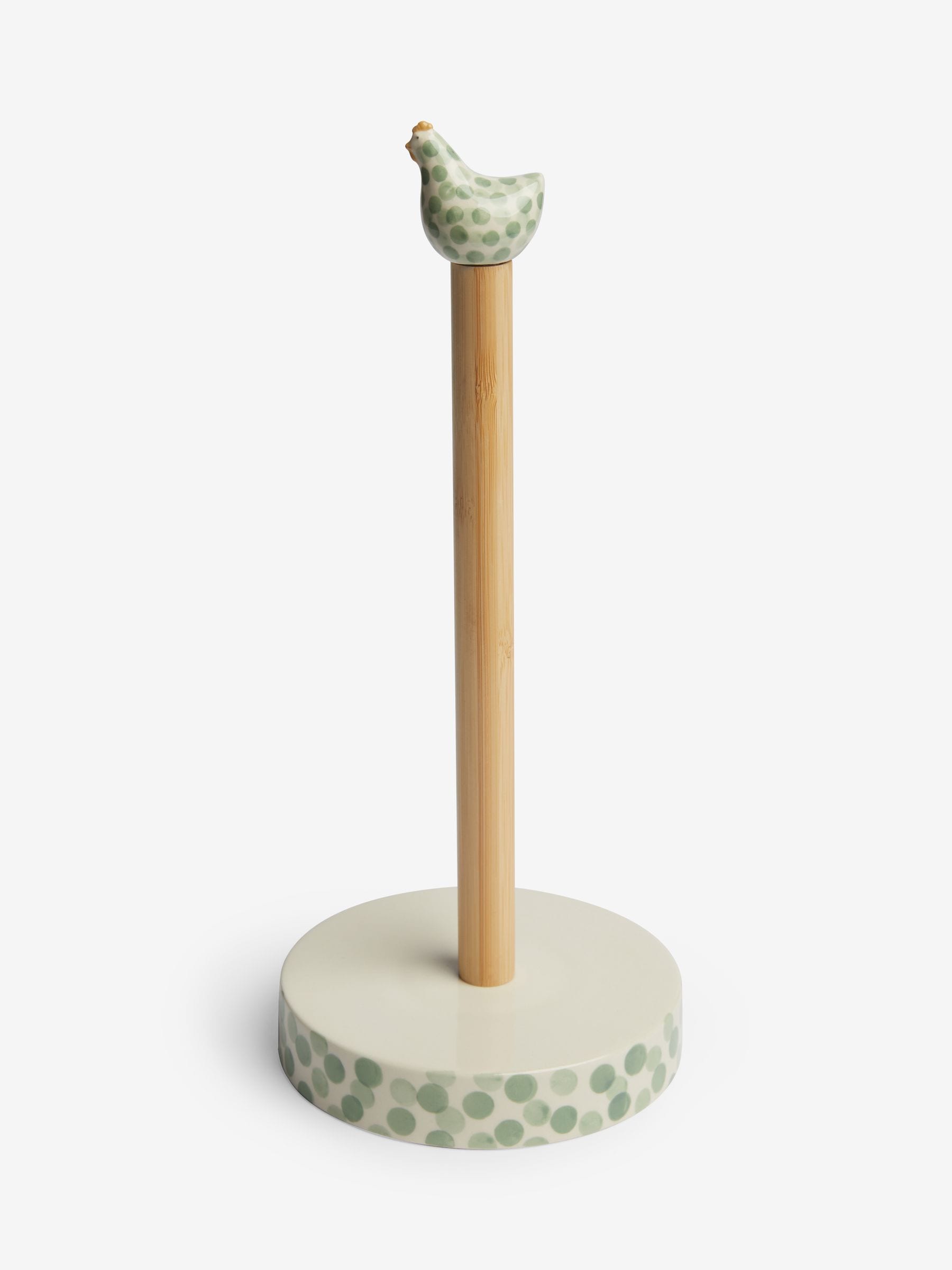 Sage green ceramic chicken kitchen roll holder (British brand)