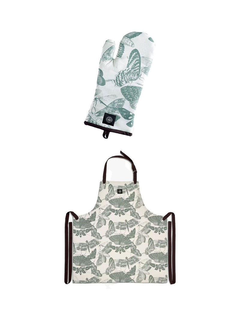 Kew Gardens Green Living Jewels oven glove and apron set, UK version