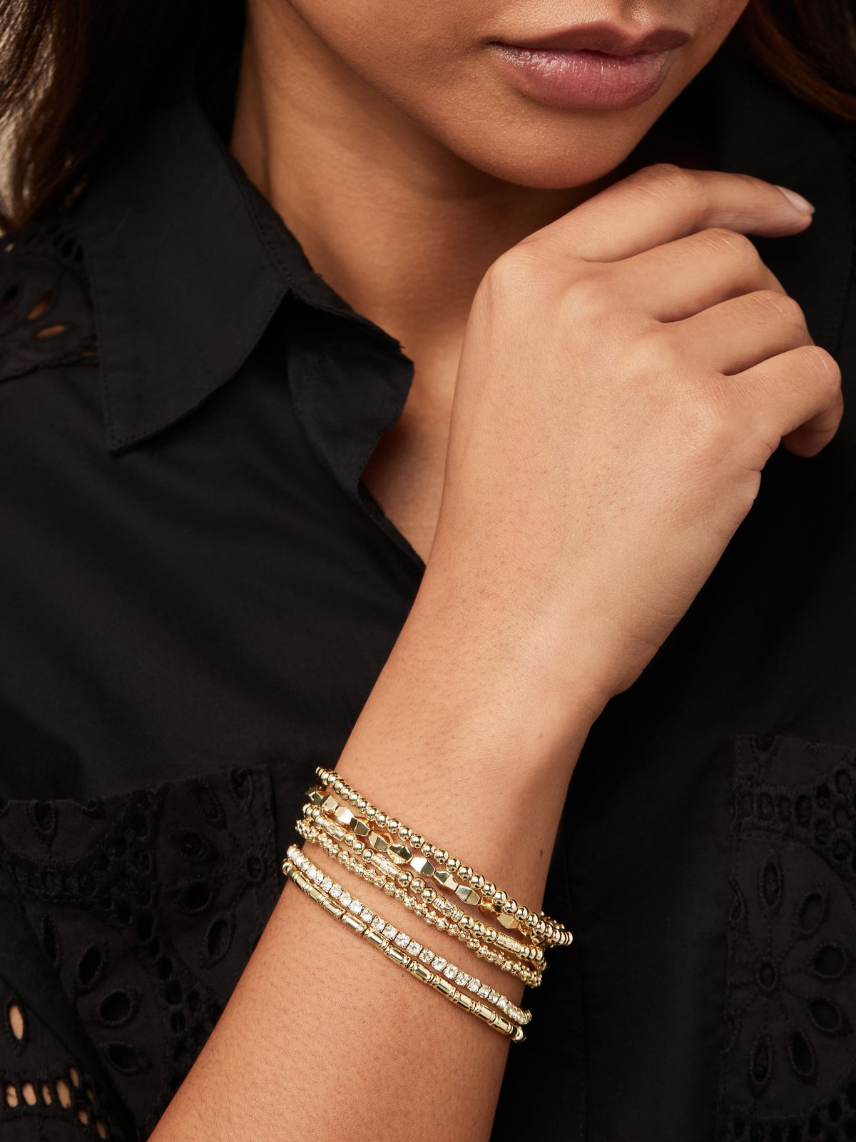 Gold Tone Sparkle Stretch Bracelets Pack, UK version