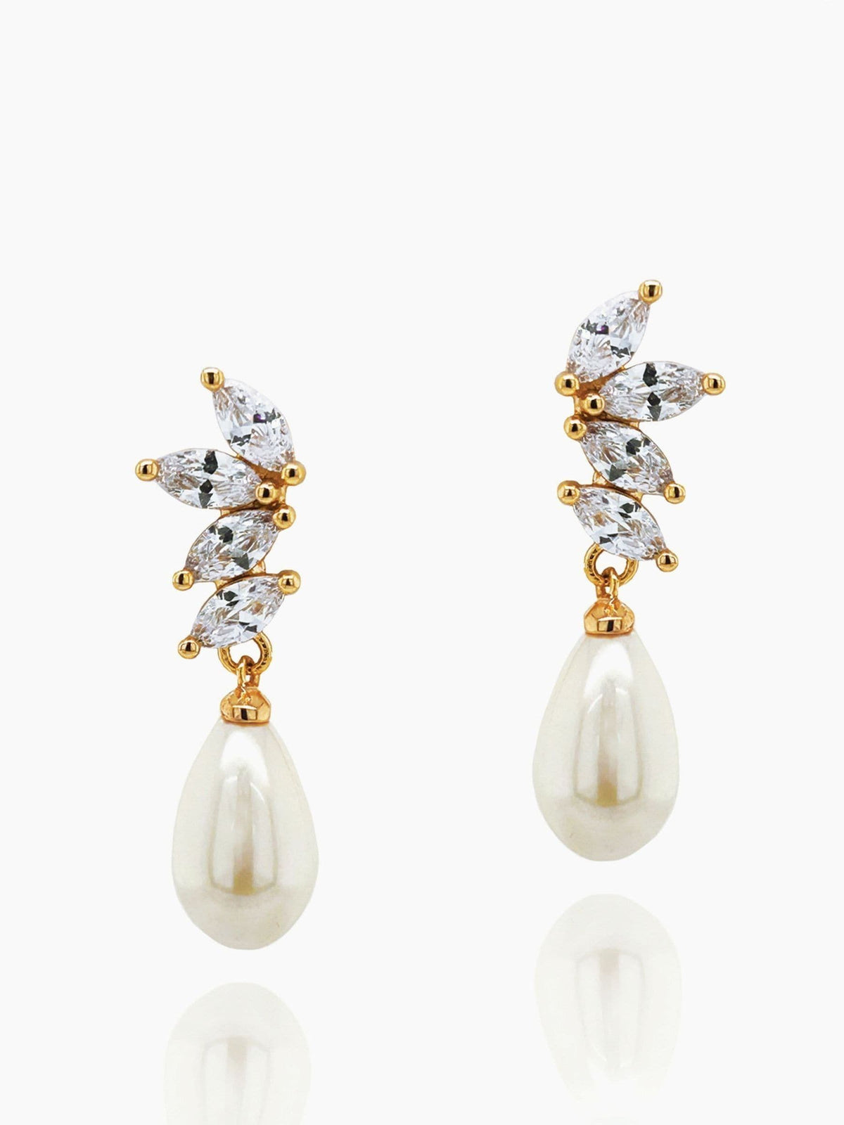 Ivory & Co gold crystal and pearl drop earrings 3.3cm, UK version