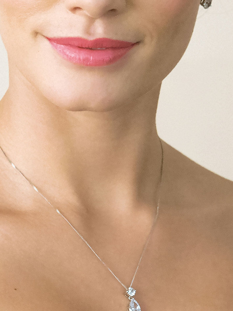 Ivory & Co silver imperial crystal teardrop pendant 1.8cm, UK version