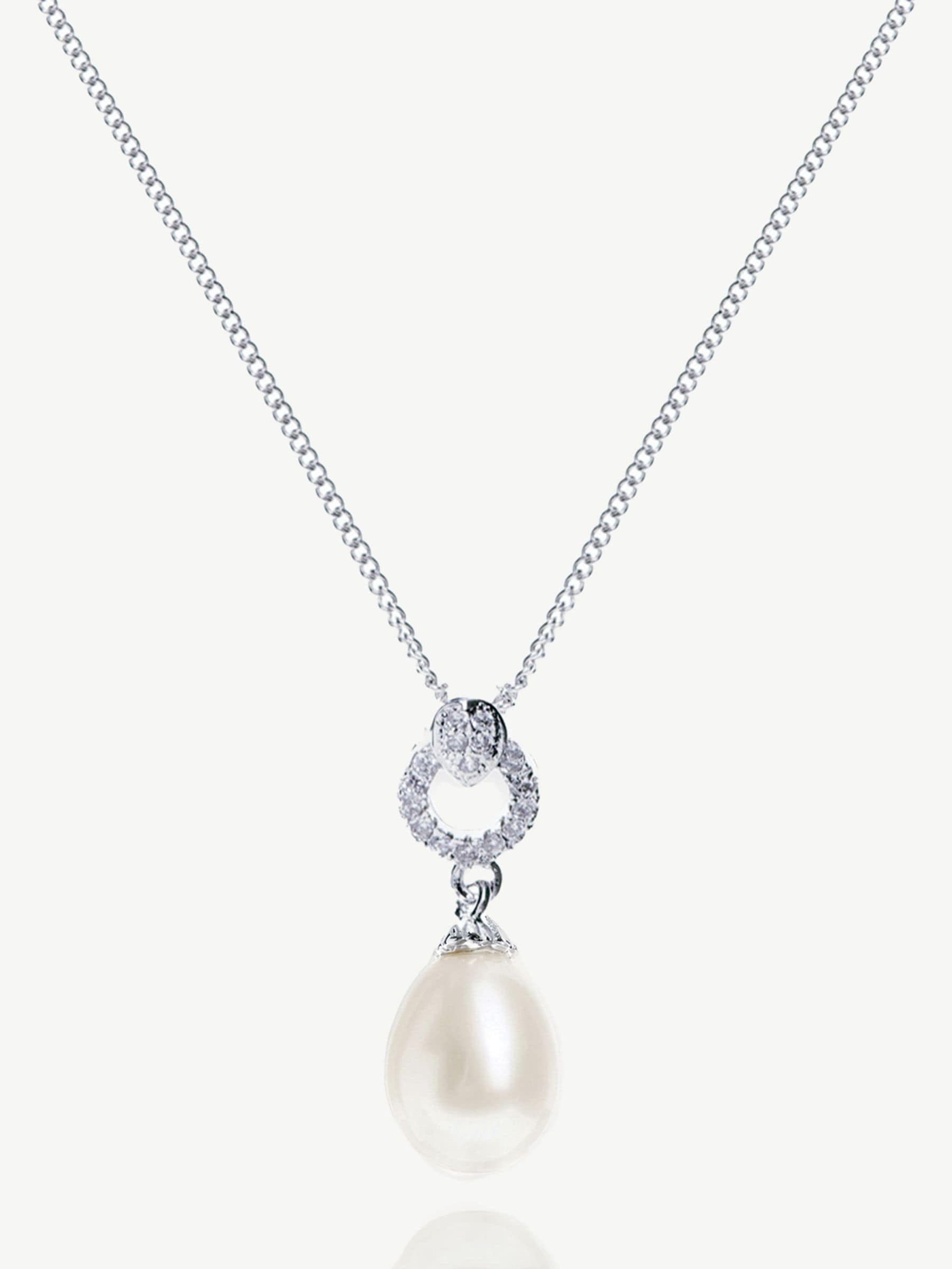 Ivory & Co Silver Stockholm Pearl Circle Drop Pendant Necklace with 2cm pendant and 18cm chain, UK version