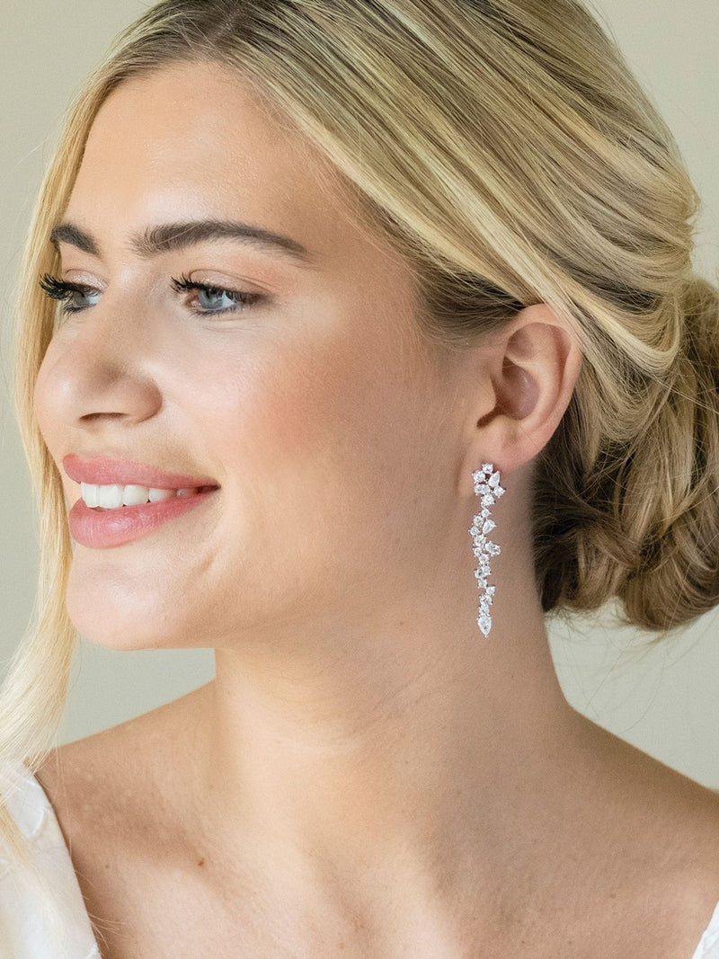 Ivory & Co Silver Islington Crystal Cluster Drop Earring