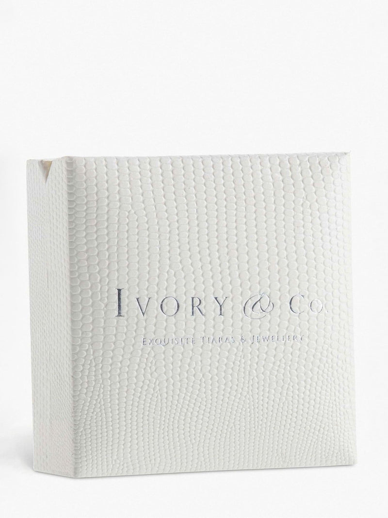 Ivory & Co Rose Gold Portland Solitaire Crystal and Pearl Earrings 1.8cm, UK version