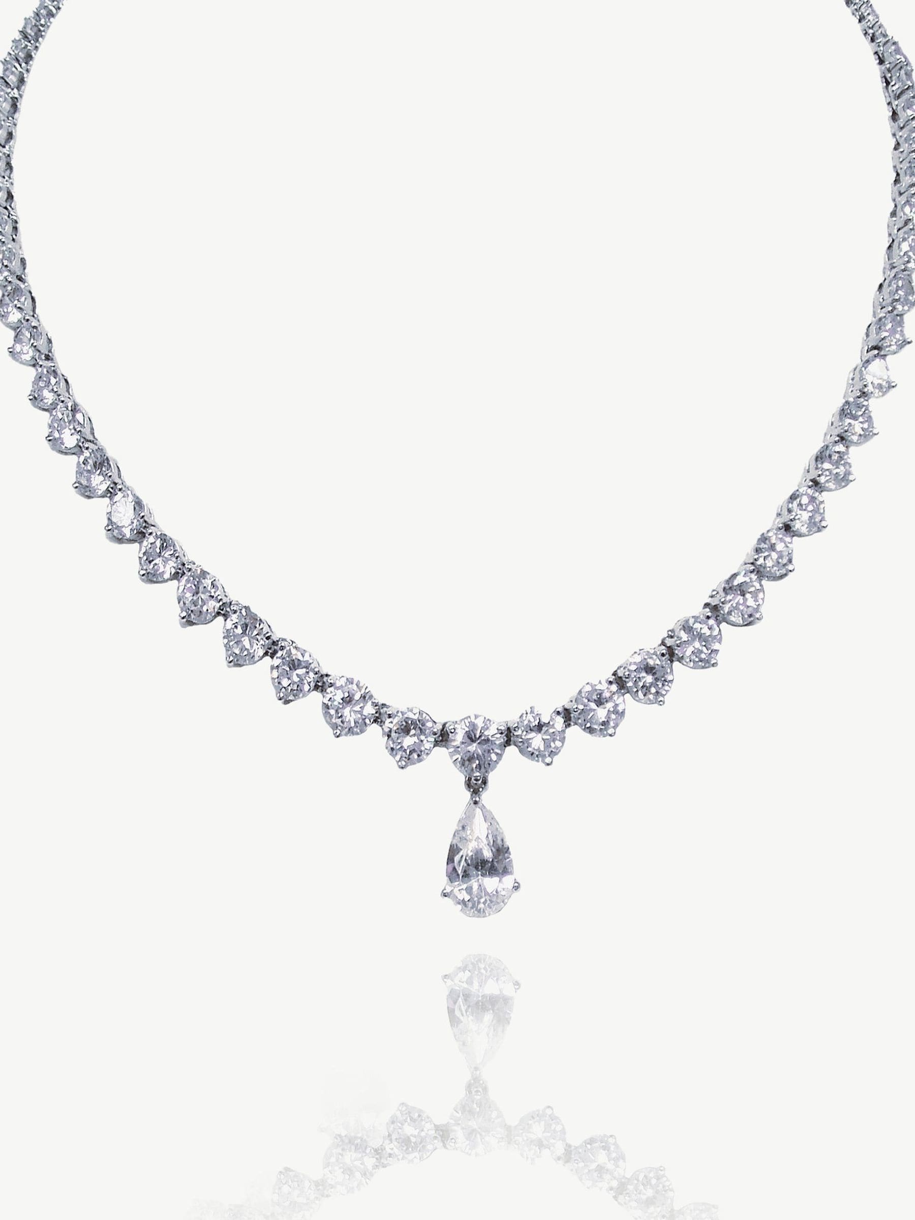 Ivory & Co Silver Imperial Crystal Teardrop Necklace