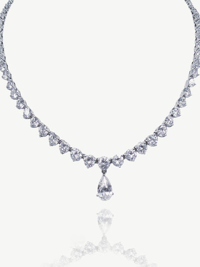 Ivory & Co Silver Imperial Crystal Teardrop Necklace