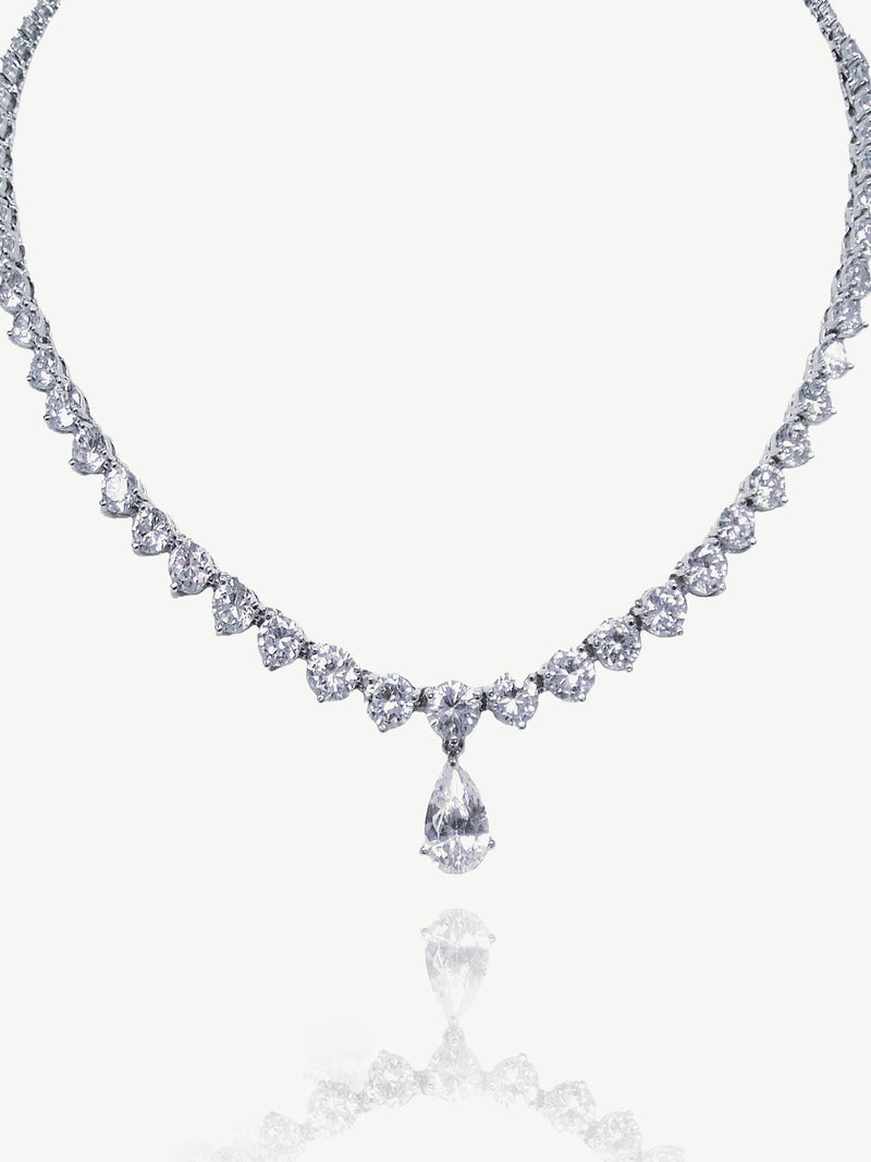 Ivory & Co Silver Imperial Crystal Teardrop Necklace