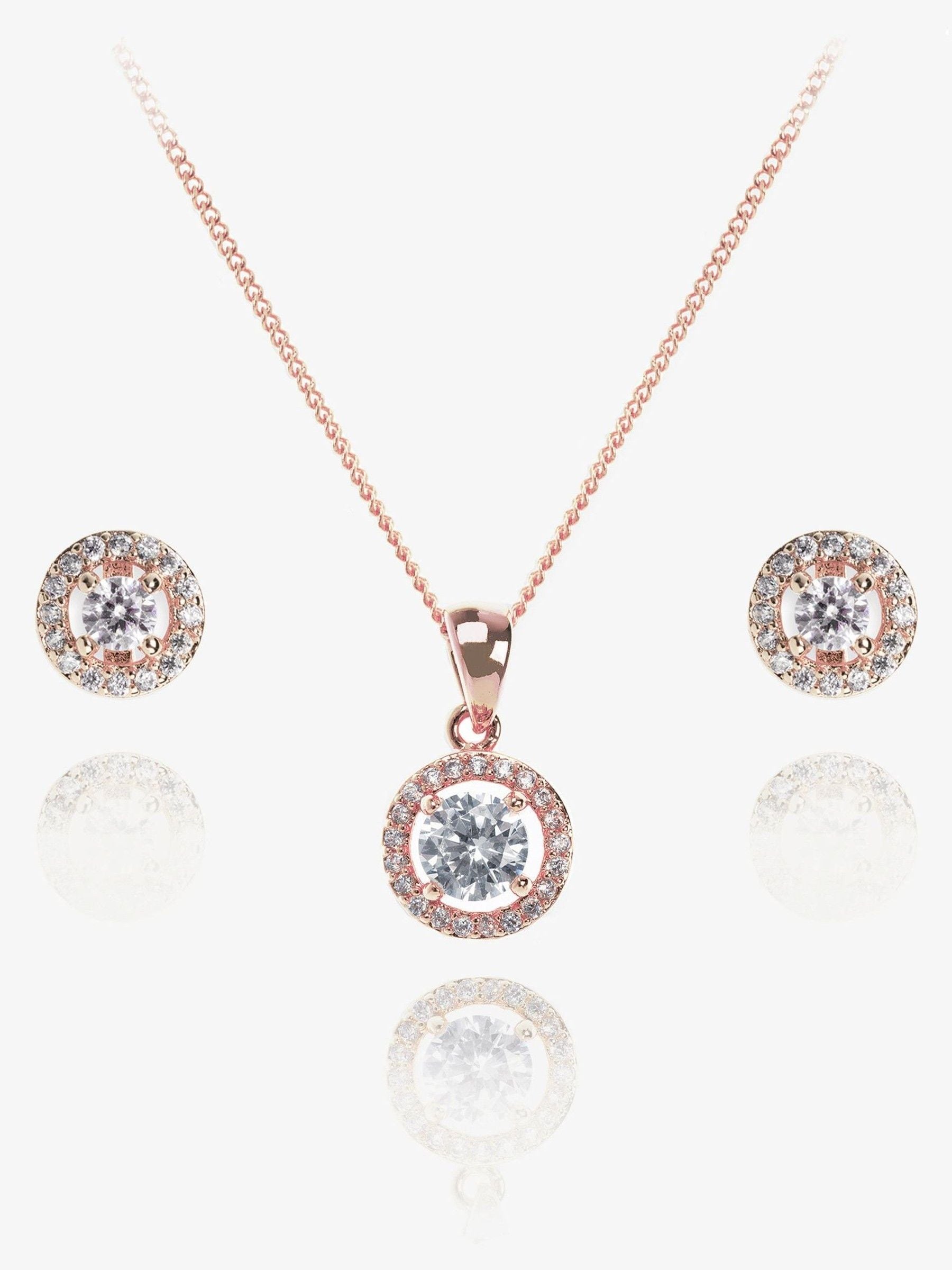 Ivory & Co rose gold pendant and earrings set, UK version
