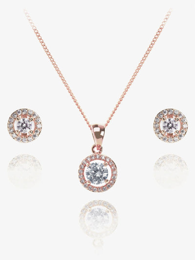 Ivory & Co Rose Gold Balmoral Crystal Dainty Pendant and Earrings Set