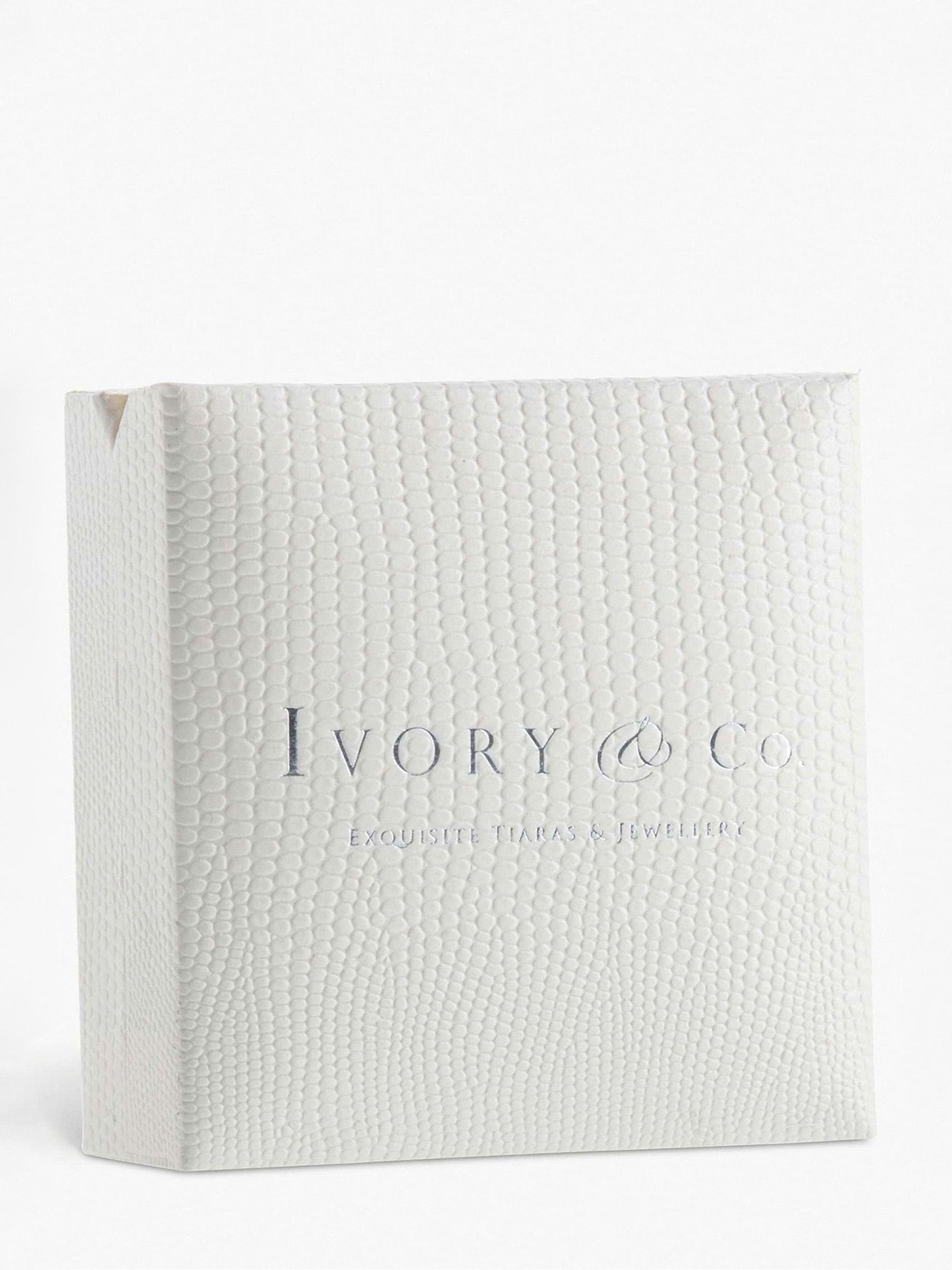 Ivory & Co silver classic pearl and crystal earrings in ivory, 1cm, UK version