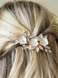 Ivory & Co gold gardenia hair clip with crystals and pearls 10.5cm, UK version