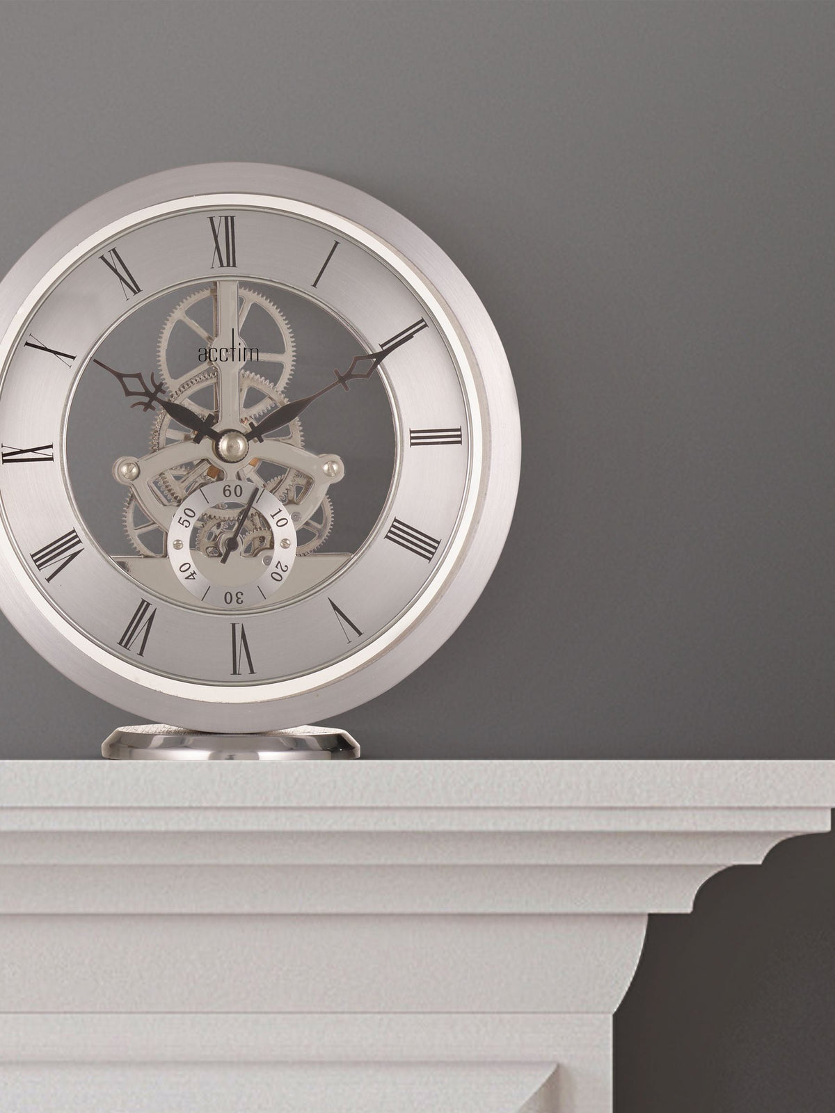 Acctim Silver Skeleton Mantel Clock 14cm - British product