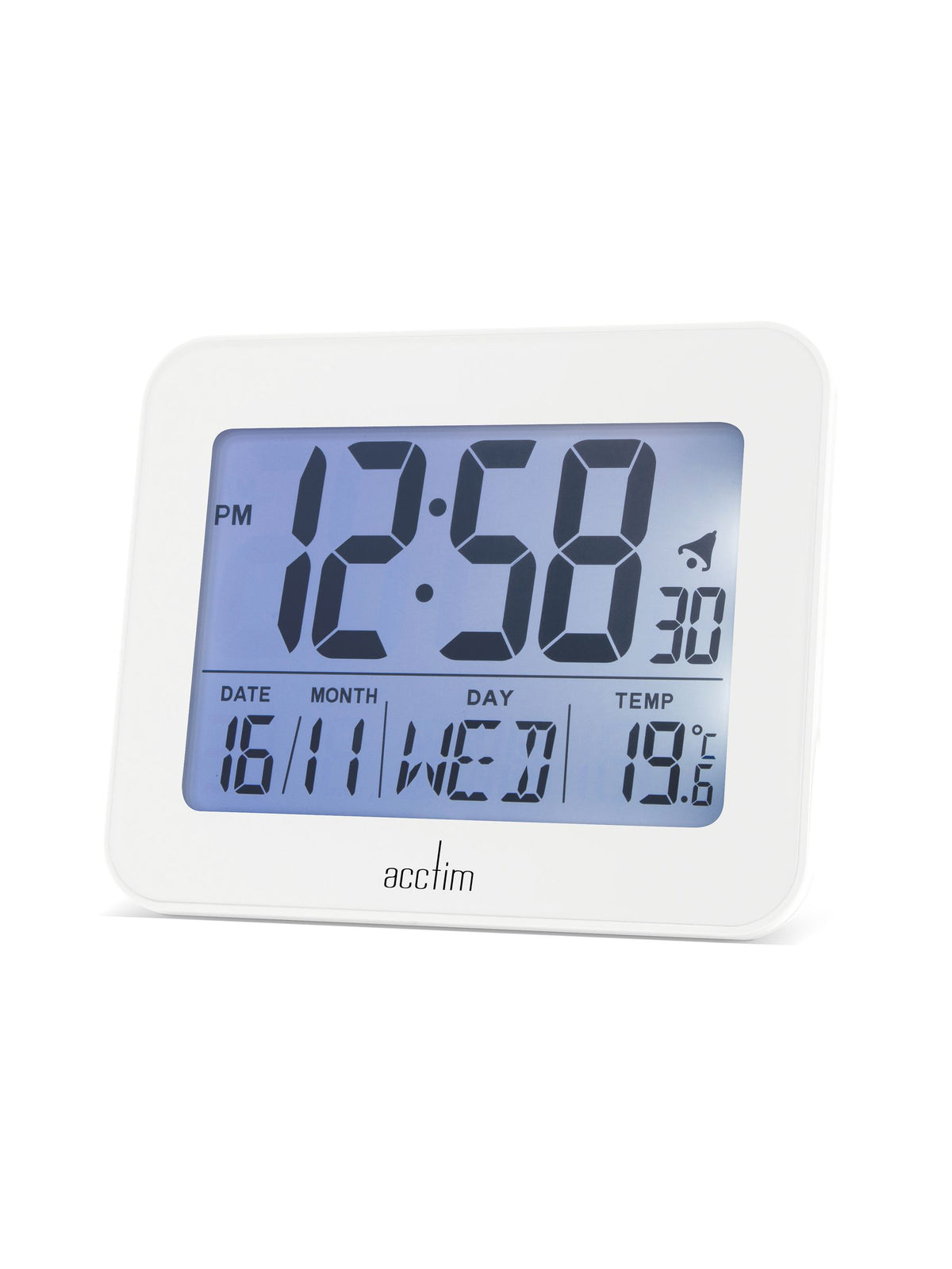 Acctim White Otto LCD Alarm Clock - British product