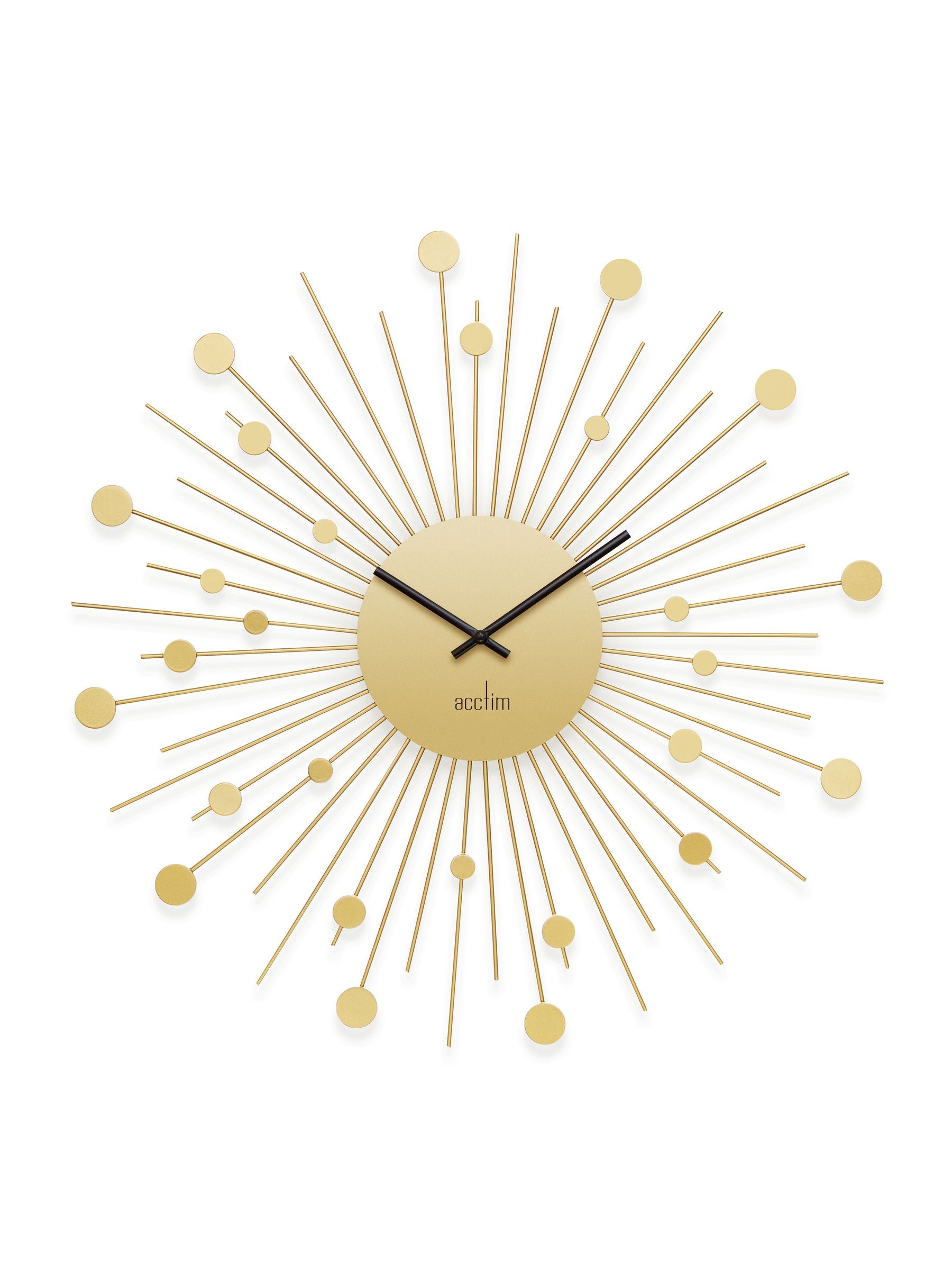 Acctim Matt Brass Brielle Starburst wall clock 50cm - British product