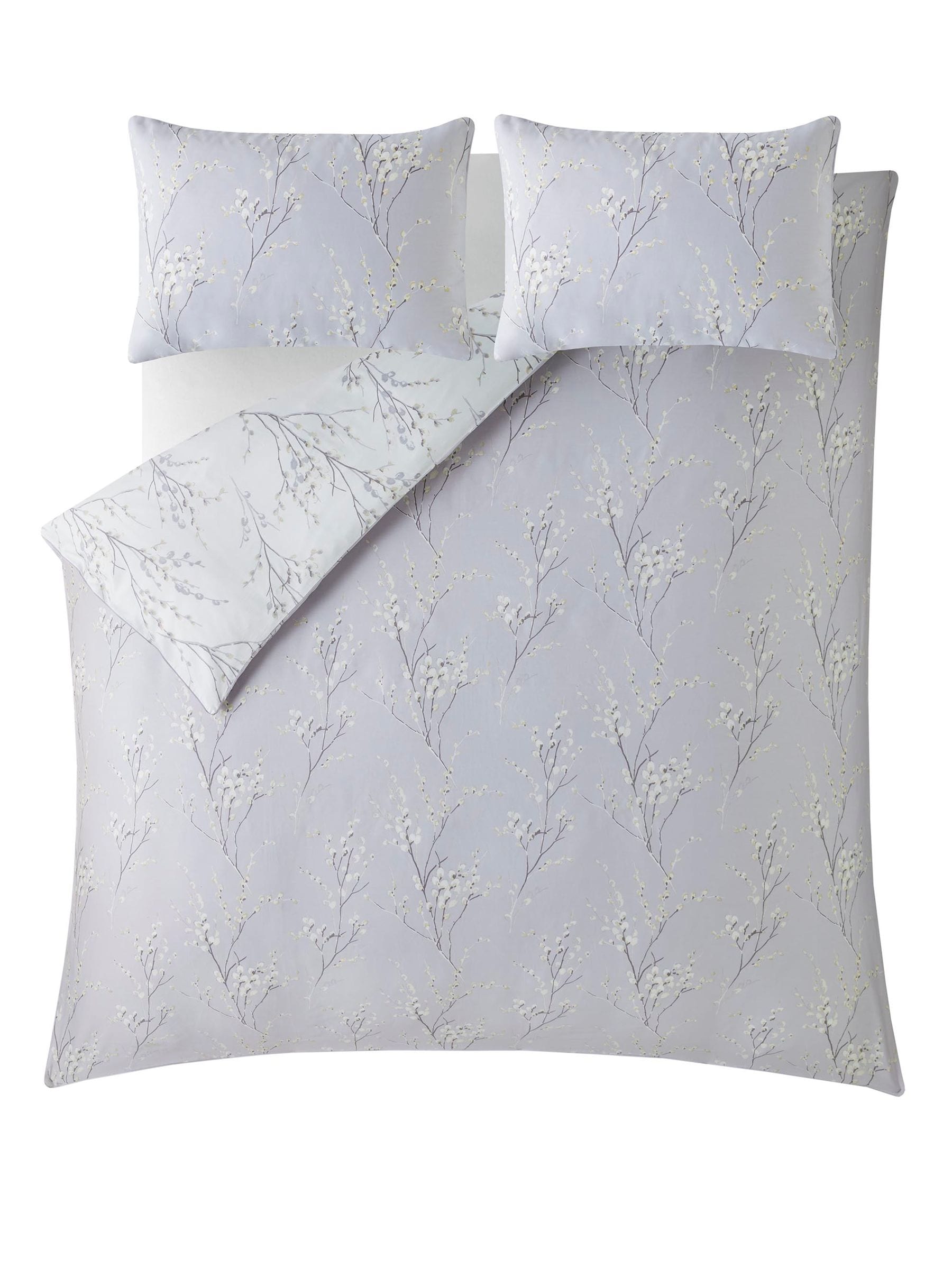 Laura Ashley purple lavender reversible sateen pussy willow duvet cover and pillowcase set, UK version
