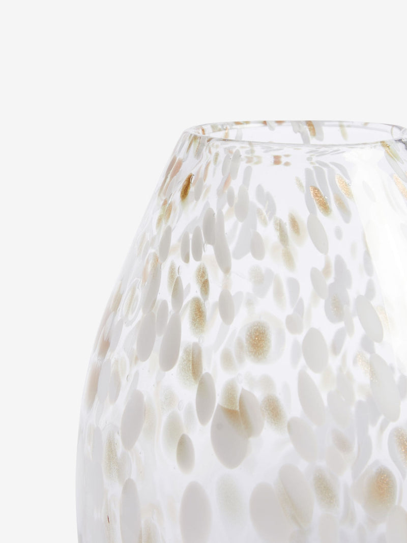 White and gold large confetti glass flower vase (British brand)