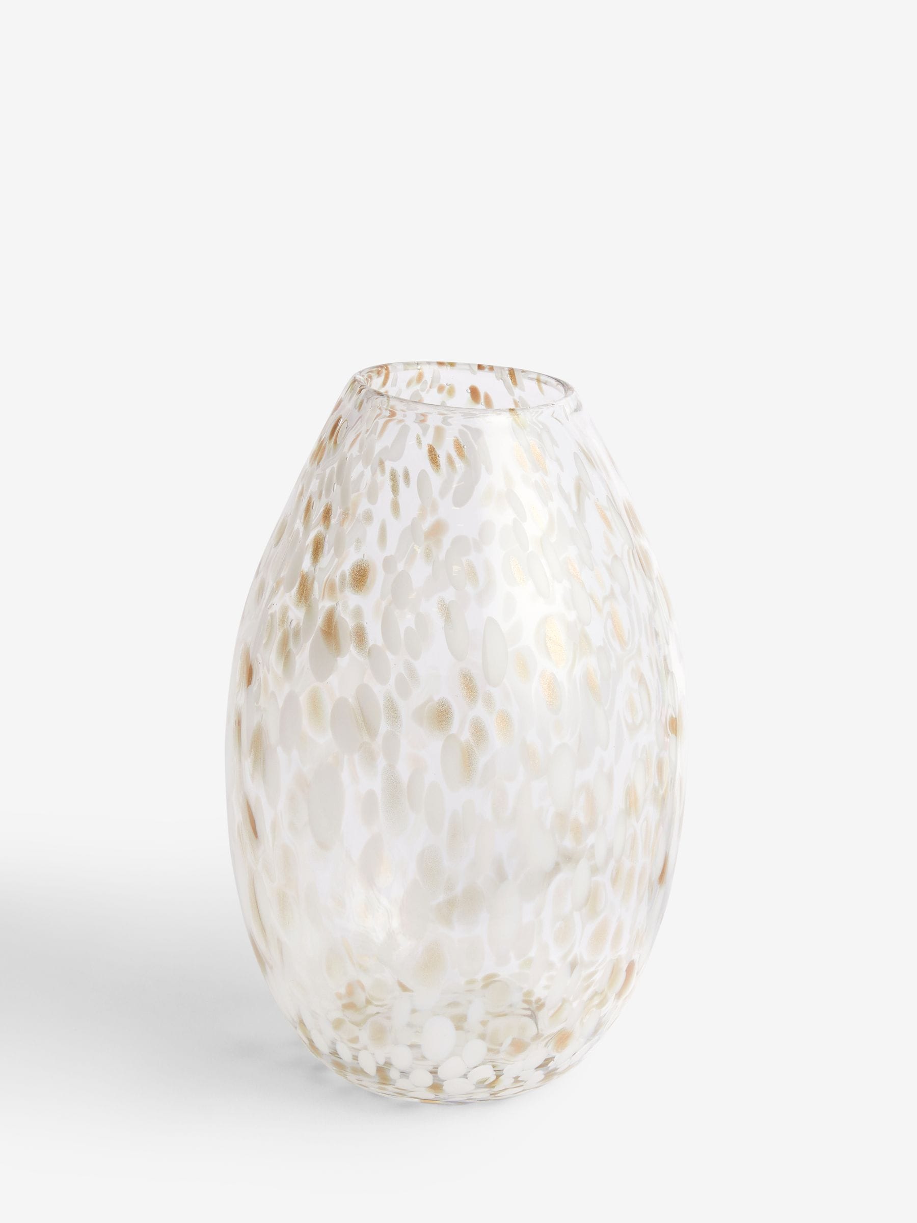 White and gold large confetti glass flower vase (British brand)