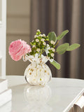 White and gold mini confetti glass flower vase (British brand)