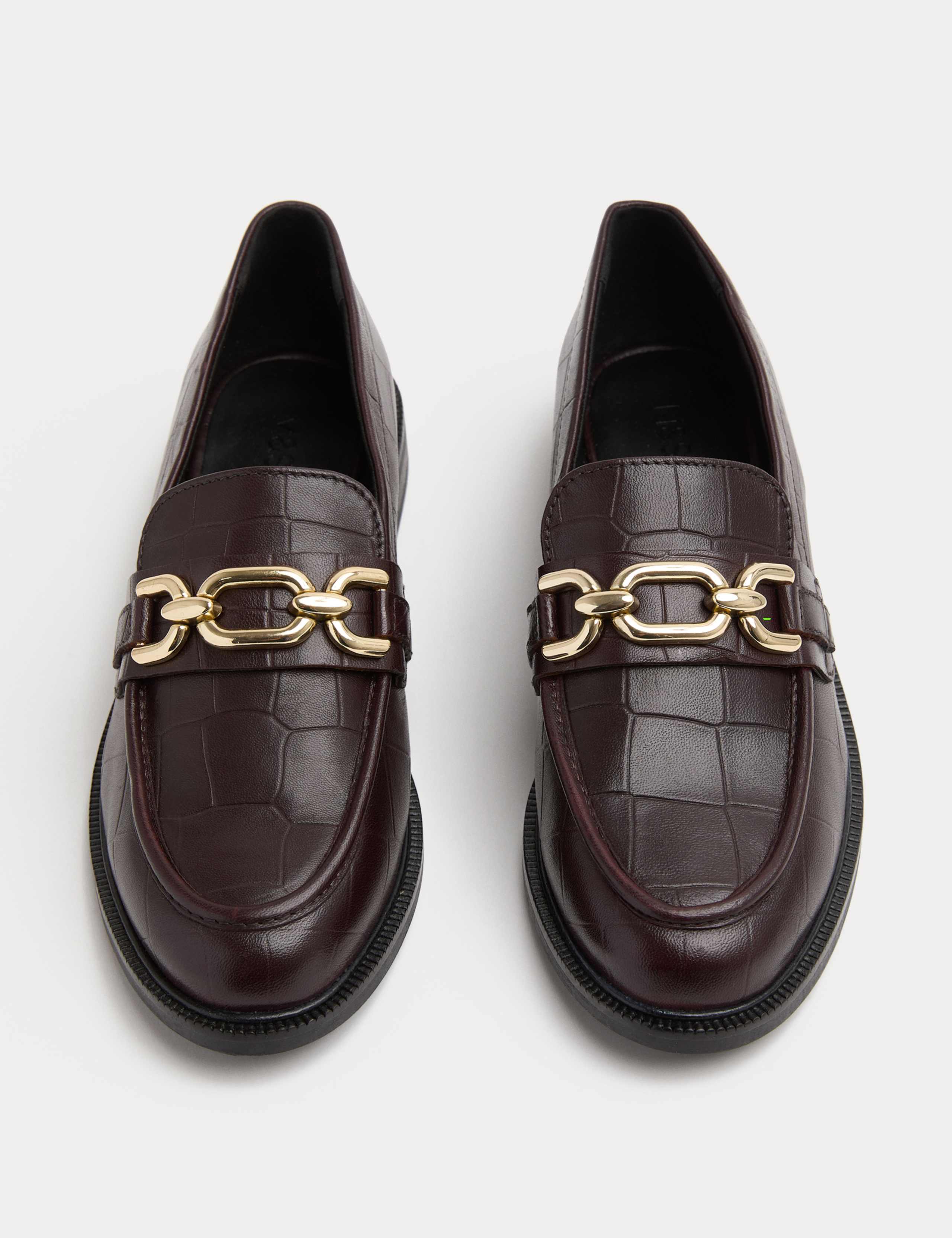 M&S leather croc trim women's flat loafers size 4, UK version