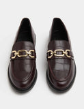 M&S leather croc trim women's flat loafers size 4, UK version