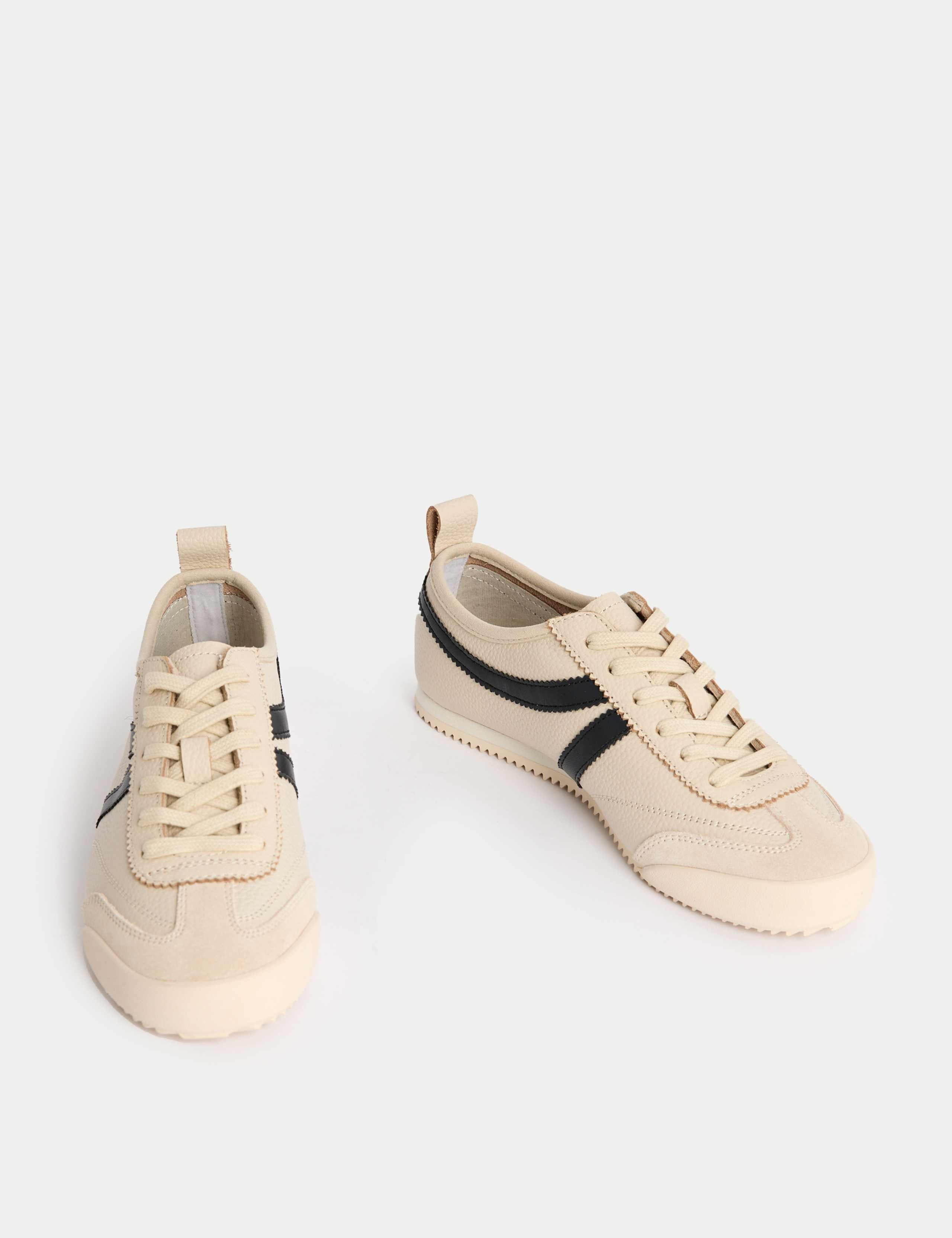 M&S leather stripe trainers with contrast stripe, UK version