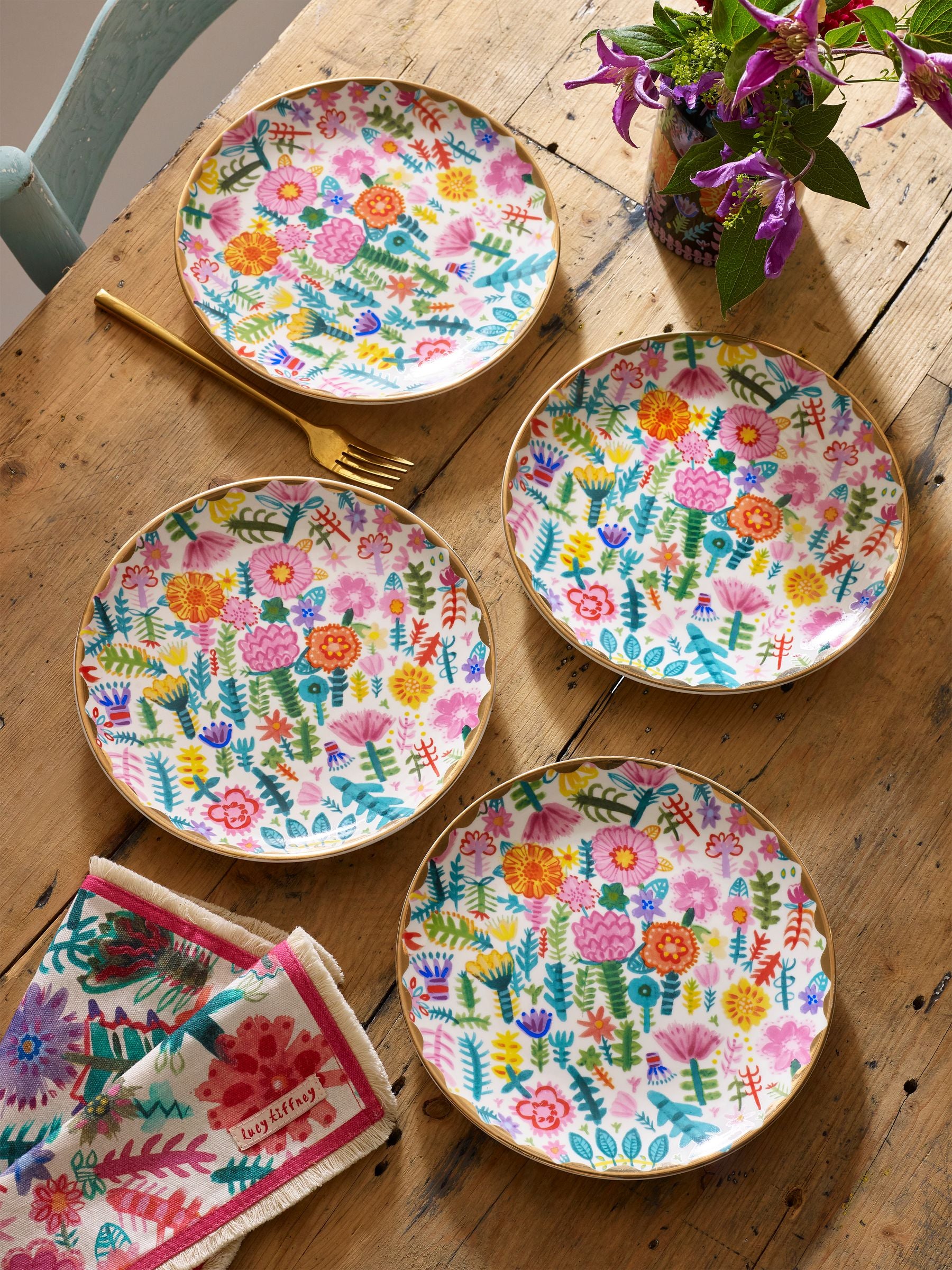 Lucy Tiffney multi side plates set of 4, UK version