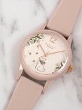 Radley Cobweb Pink Ladies Silicone Strap Floral Dog Dial Watch, imported from the UK