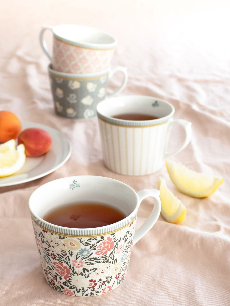 Laura Ashley Yellow Bone China Set of 4 Mug Sets