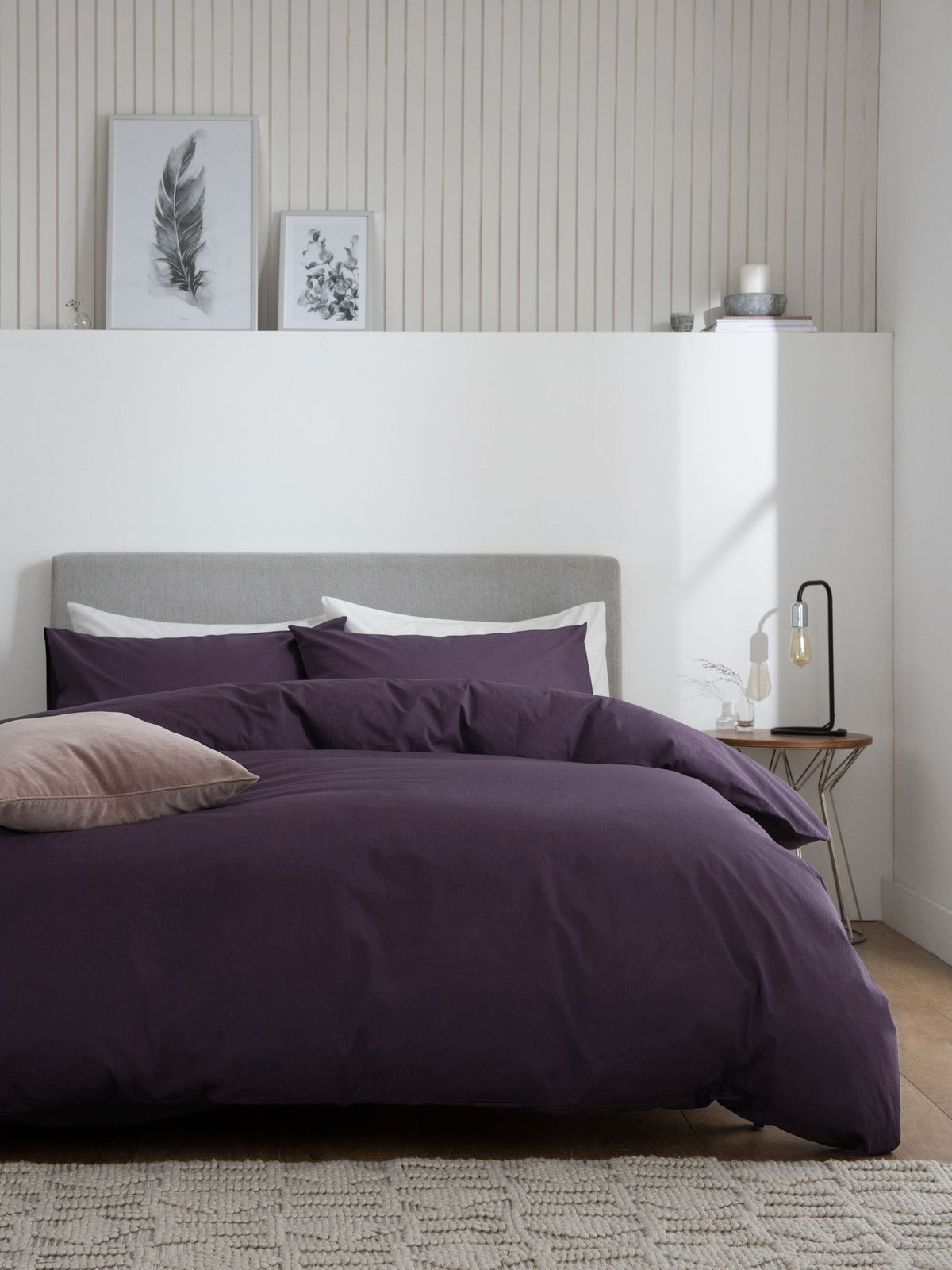 Purple blackberry duvet cover and pillowcase set, imported from the UK