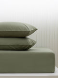 Green olive cotton rich deep fitted bed sheet, UK version