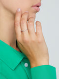 Sterling silver wishbone ring with clear gemstones (British brand)