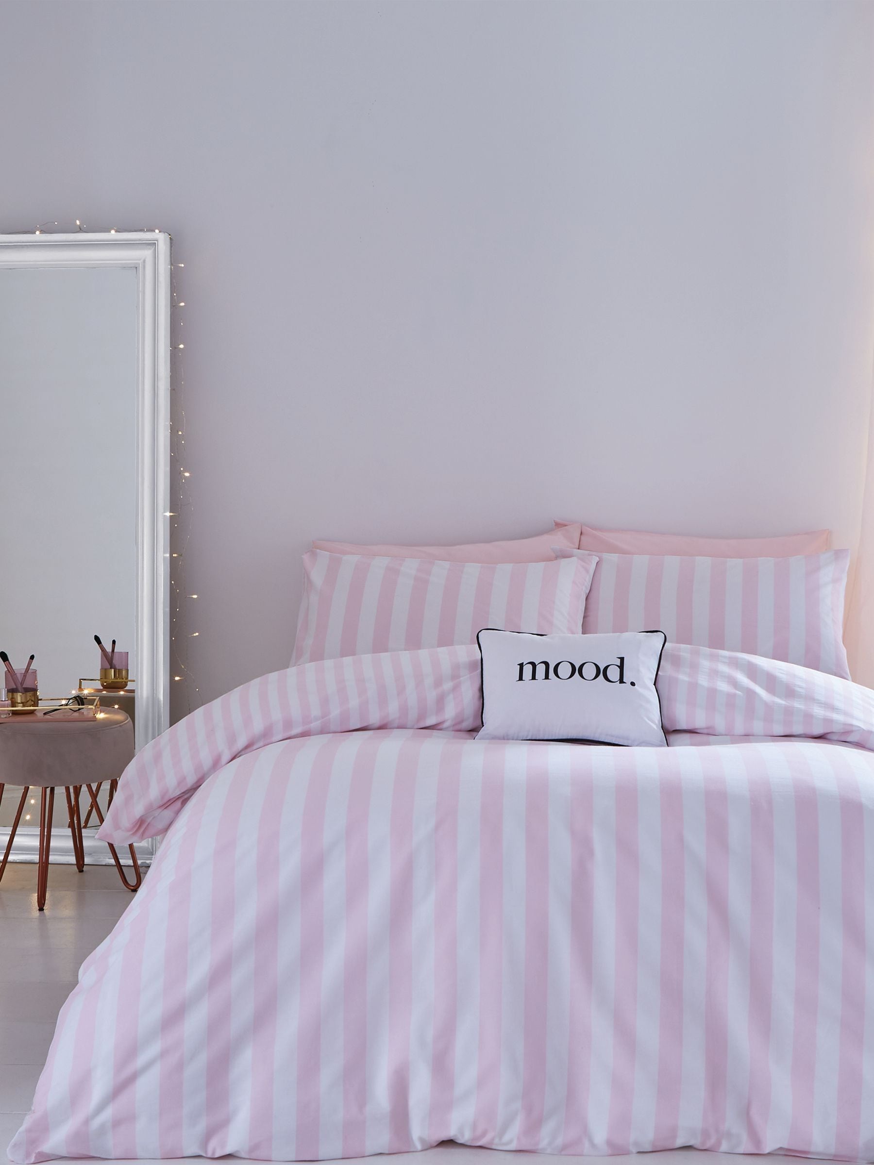 Sassy B Pink Stripe Tease duvet cover and pillowcase set (British brand)
