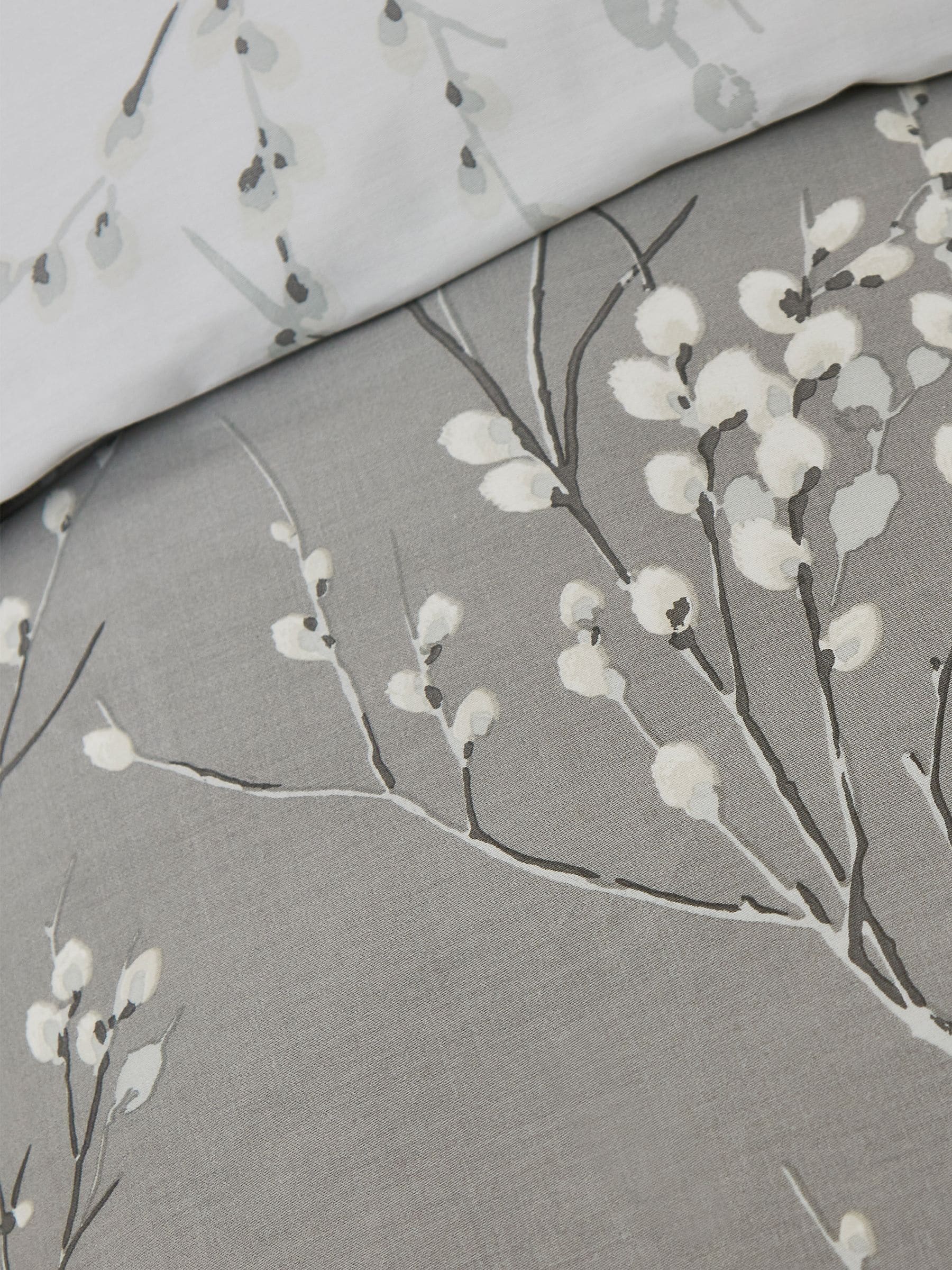 Laura Ashley Pussy Willow silver steel grey duvet cover and pillowcase set, UK version