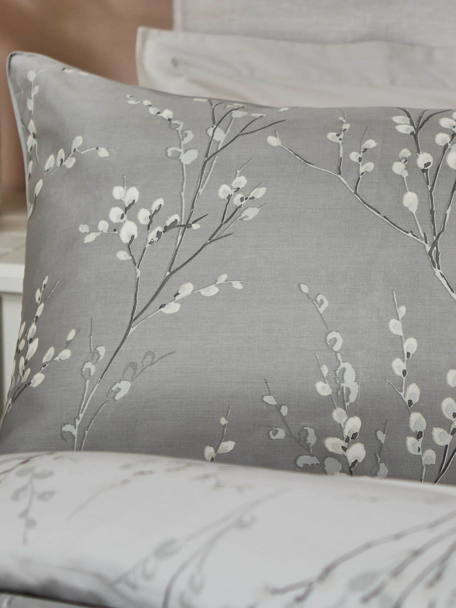 Laura Ashley Pussy Willow silver steel grey duvet cover and pillowcase set, UK version