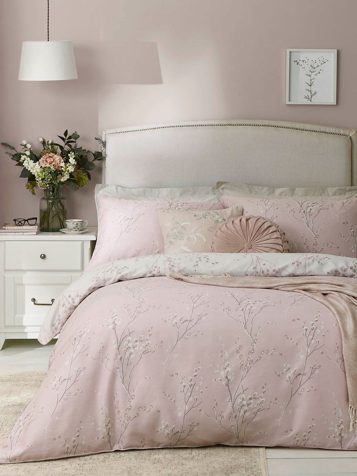 Laura Ashley Pink Blush Pussy Willow duvet cover and pillowcase set, UK version