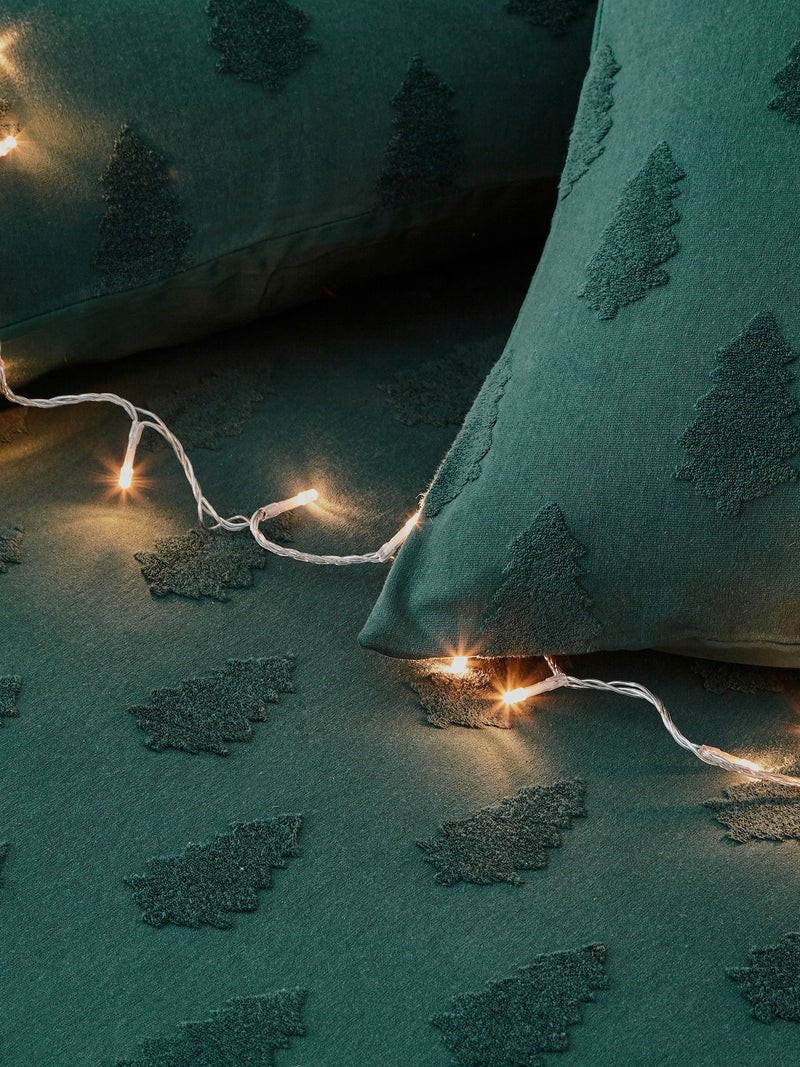 Furn Pine Green Tufted Tree Festive Duvet Cover and Pillowcase Set - British product