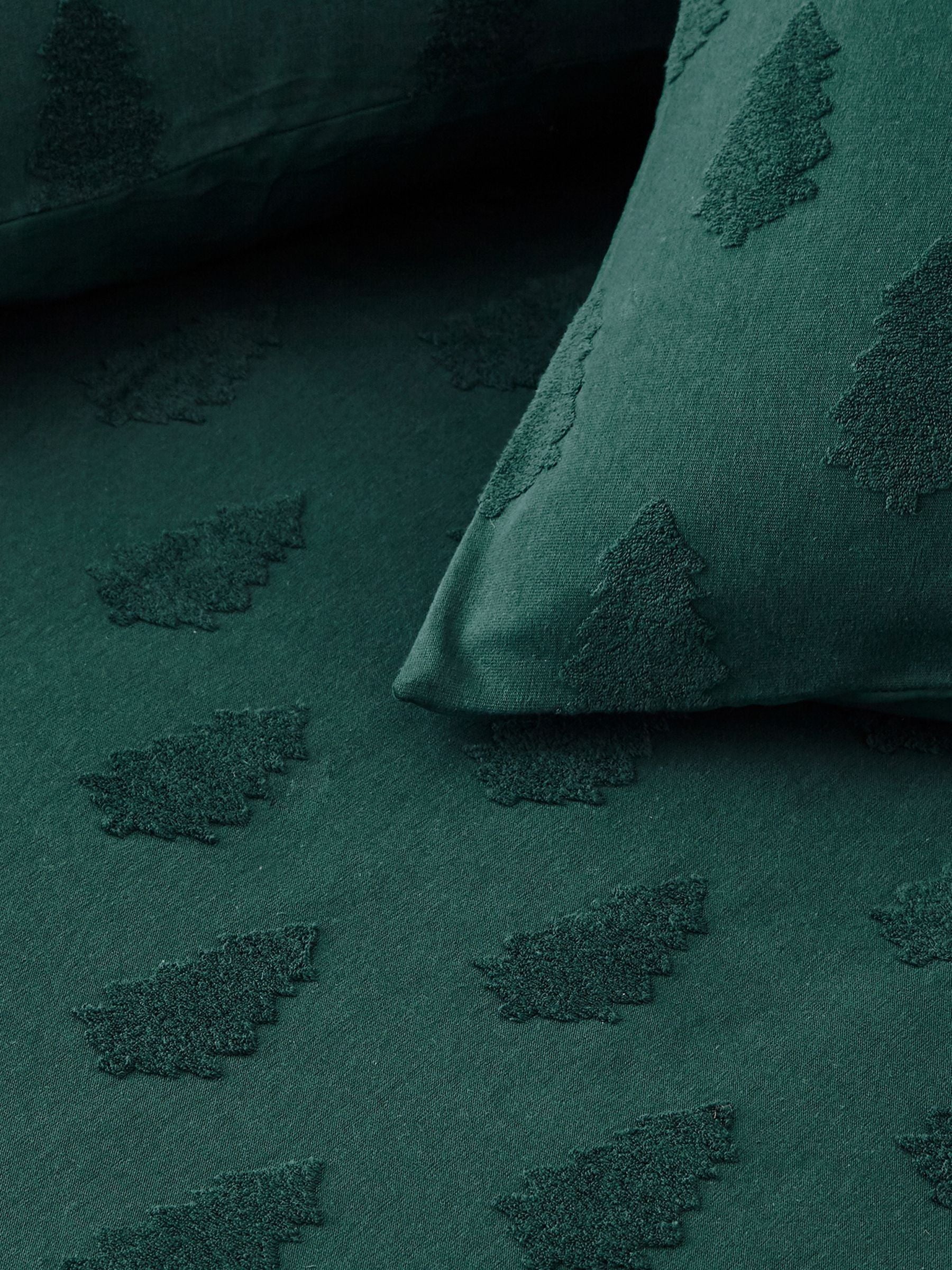 Furn Pine Green Tufted Tree Festive Duvet Cover and Pillowcase Set - British product