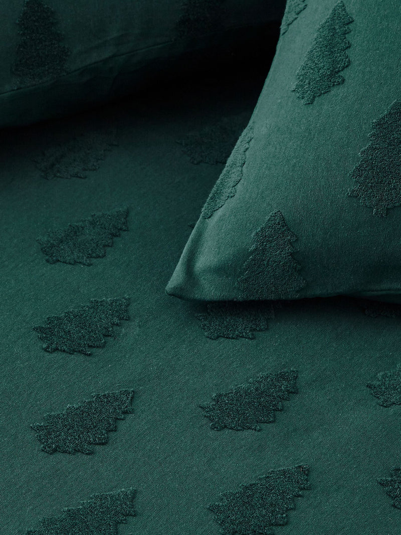 Furn Pine Green Tufted Tree Festive Duvet Cover and Pillowcase Set - British product