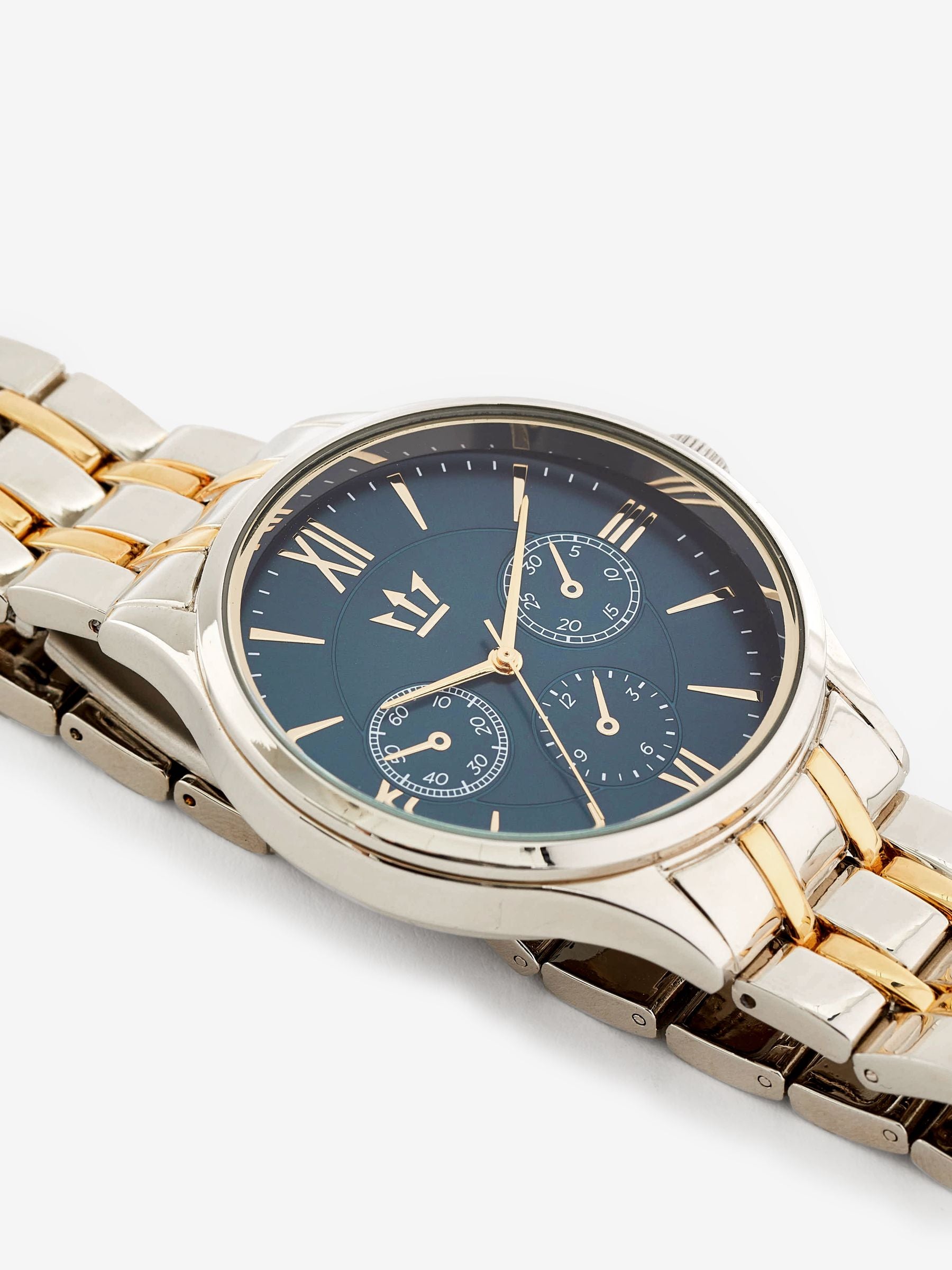Gold and silver two-toned metal bracelet men's watch, UK version